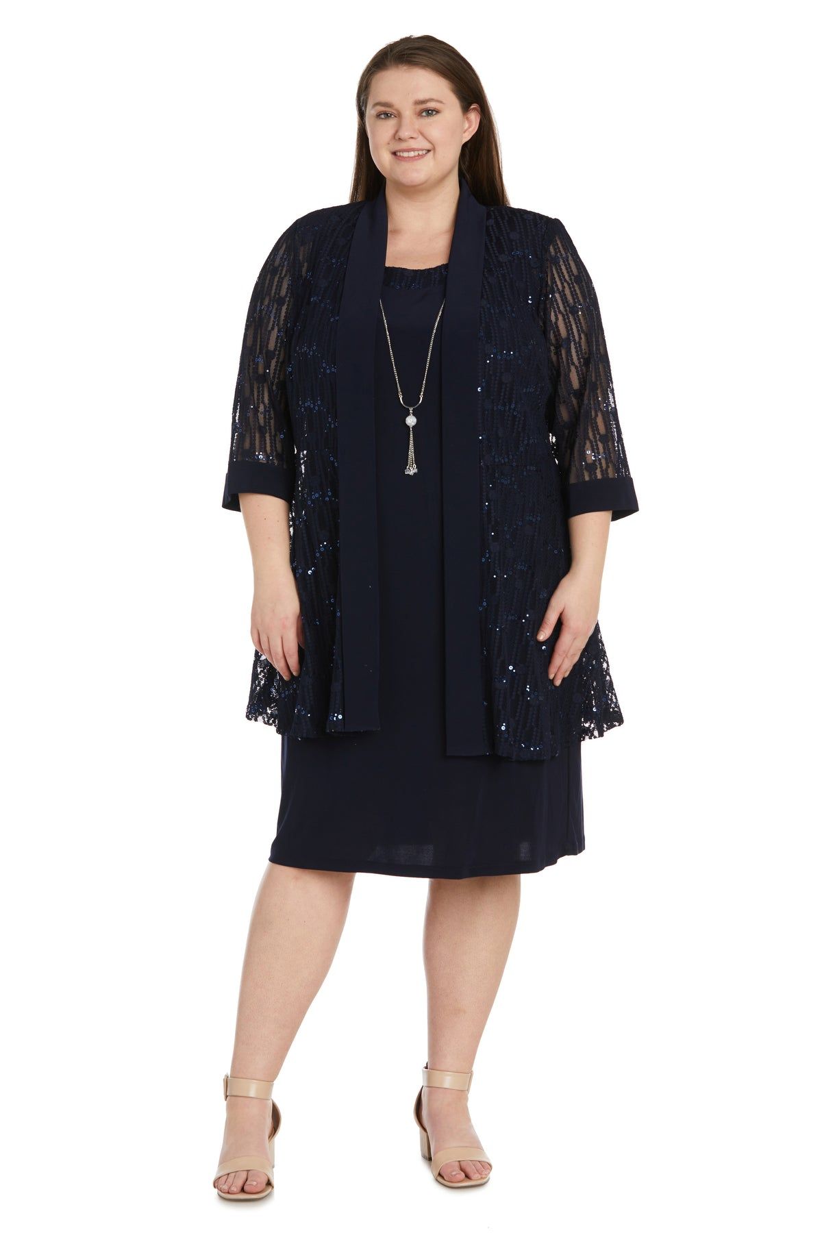 Circle Mesh Patterned Jacket Dress - Plus sold by R&M Richards