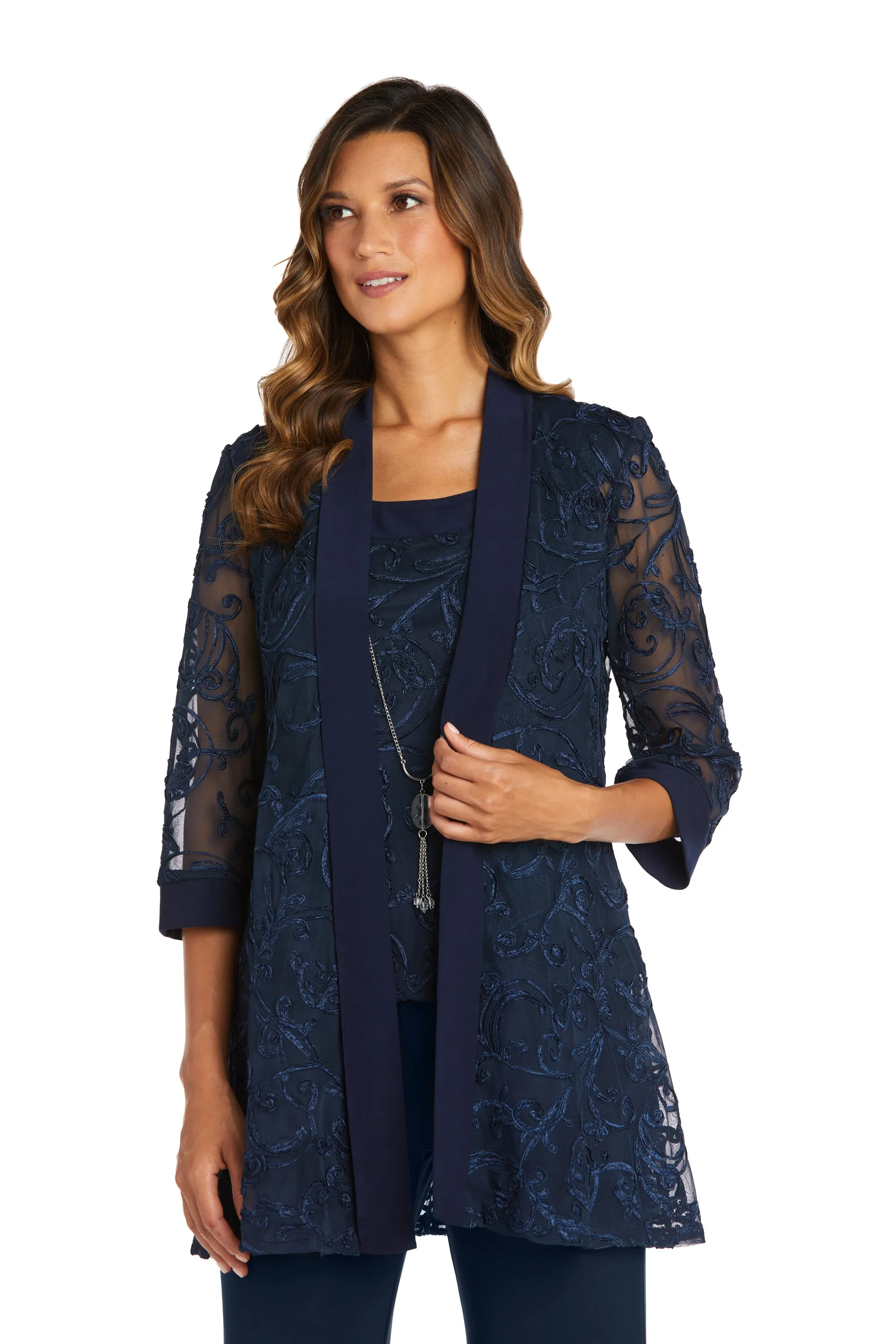 Two-Piece Soutache Jacket and Tank Pantsuit with Necklace sold by R&M Richards product image thumbnail 3