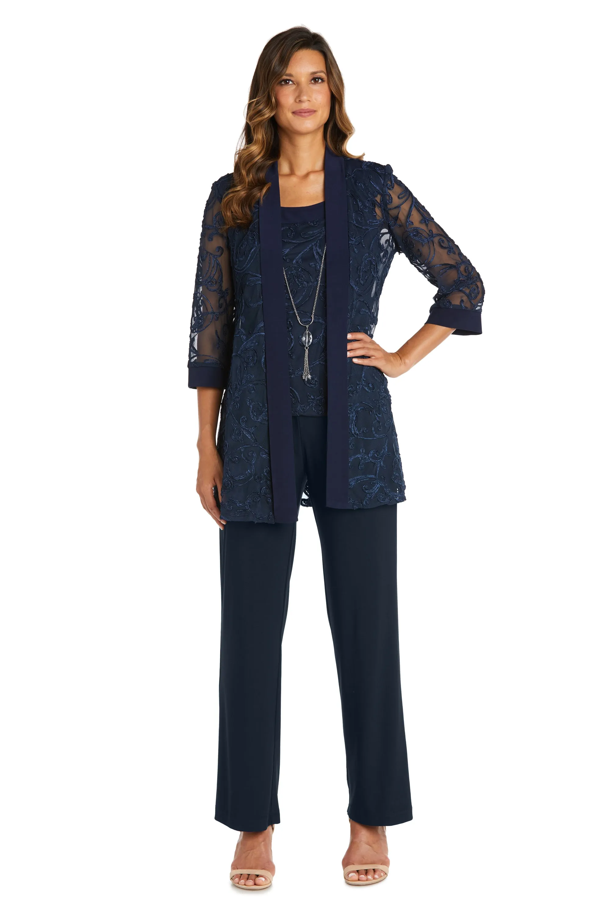 Two-Piece Soutache Jacket and Tank Pantsuit with Necklace sold by R&M Richards
