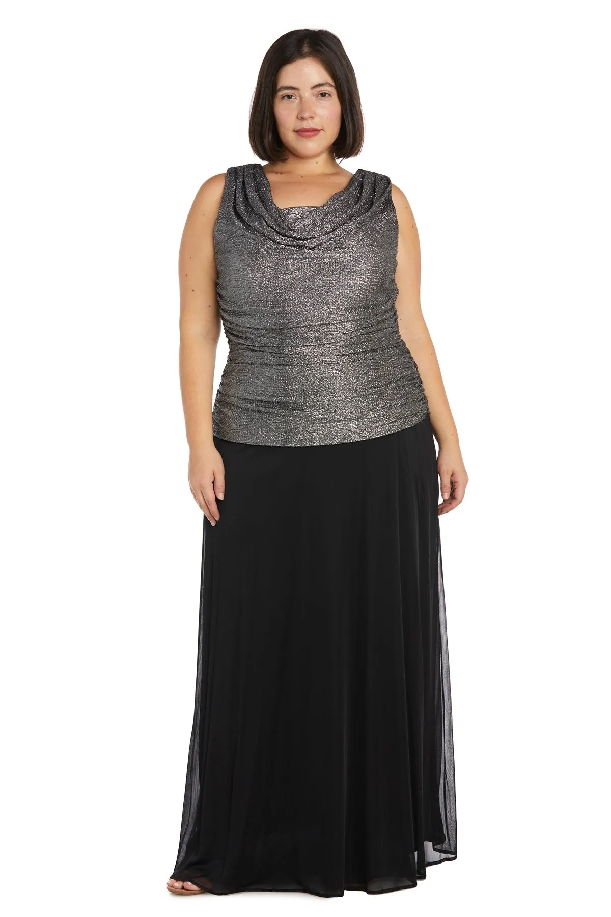 Glitter Knit Ruched Top with Long Chiffon Skirt - Plus sold by R&M Richards product image thumbnail 3