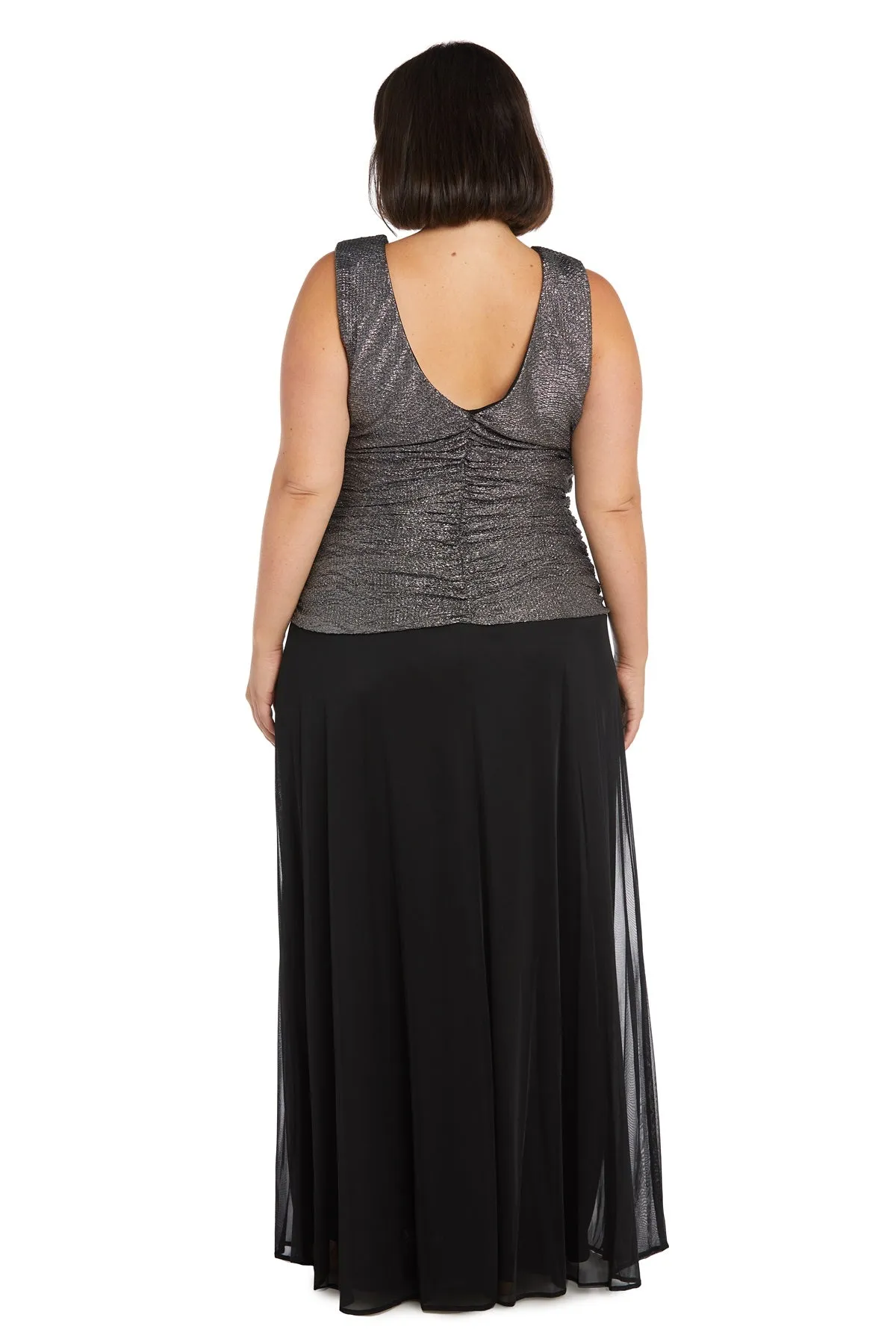 Glitter Knit Ruched Top with Long Chiffon Skirt - Plus sold by R&M Richards product image thumbnail 4