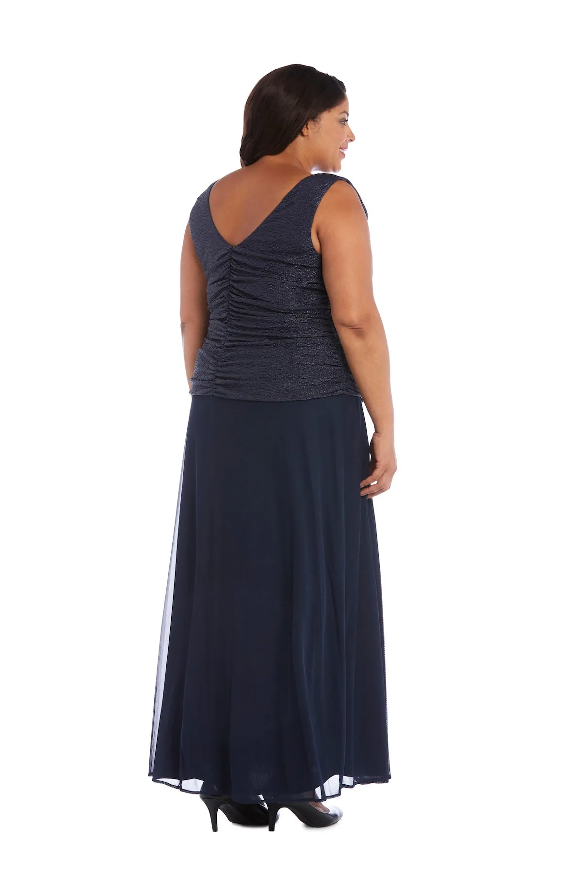 Glitter Knit Ruched Top with Long Chiffon Skirt - Plus sold by R&M Richards product image thumbnail 2