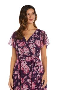 Silky Print Chiffon With Foil High Low Wrap Dress sold by R&M Richards