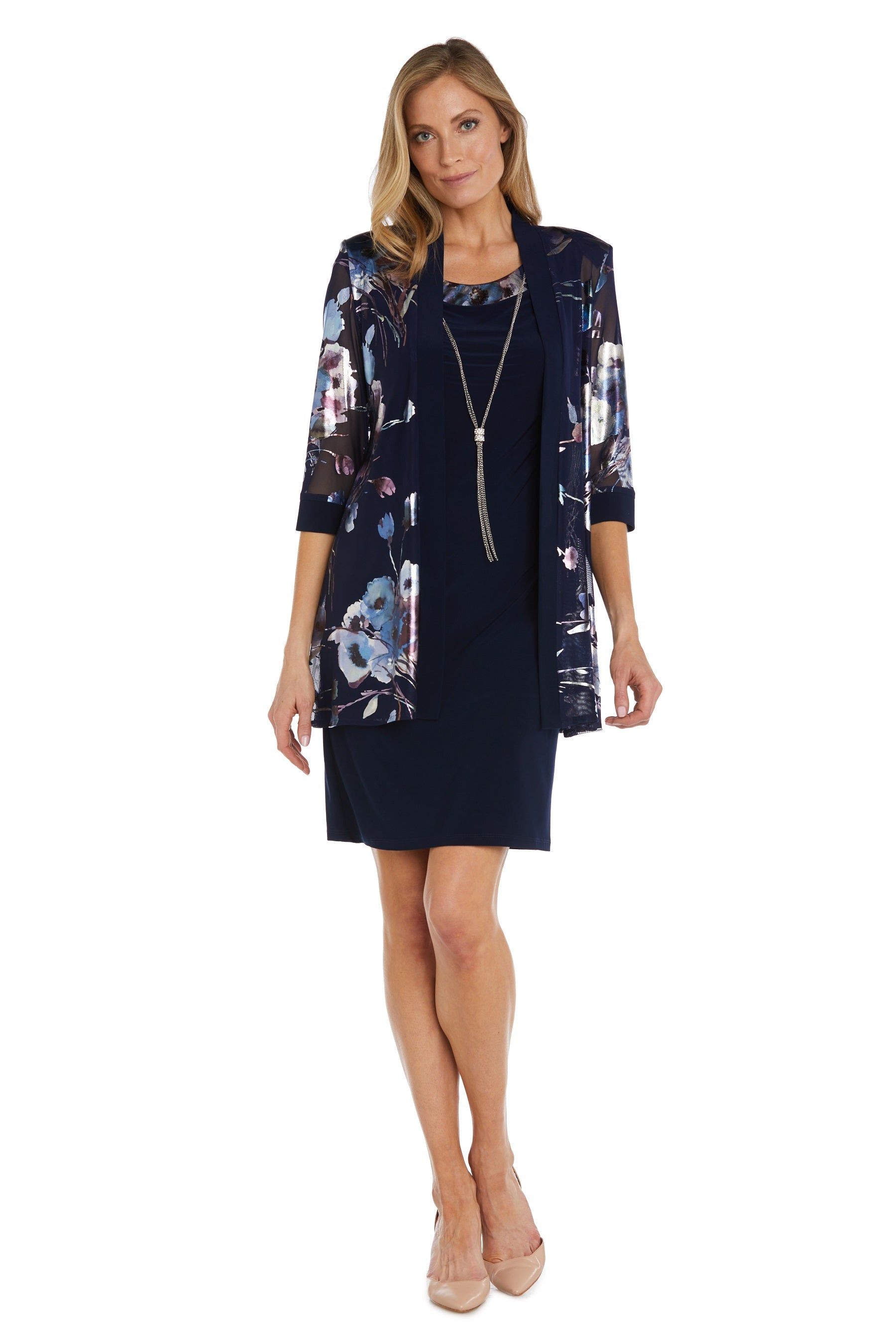 Metallic Floral Printed Jacket Dress sold by R&M Richards