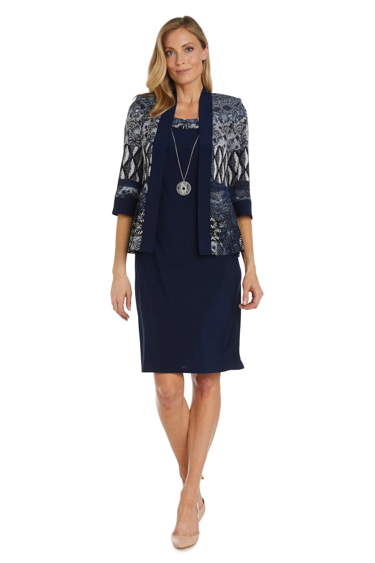 Two Piece Printed Jacket and Dress Set - Petite sold by R&M Richards