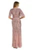 Long Sequin Gown with Flutter Sleeves and Godet Insets - Petite sold by R&M Richards