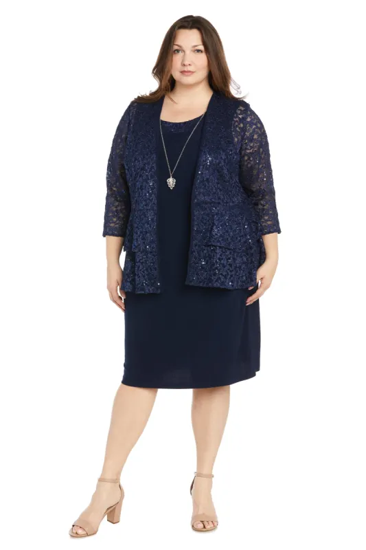 Double Tiered Sequin Lace Jacket Dress - Plus sold by R&M Richards
