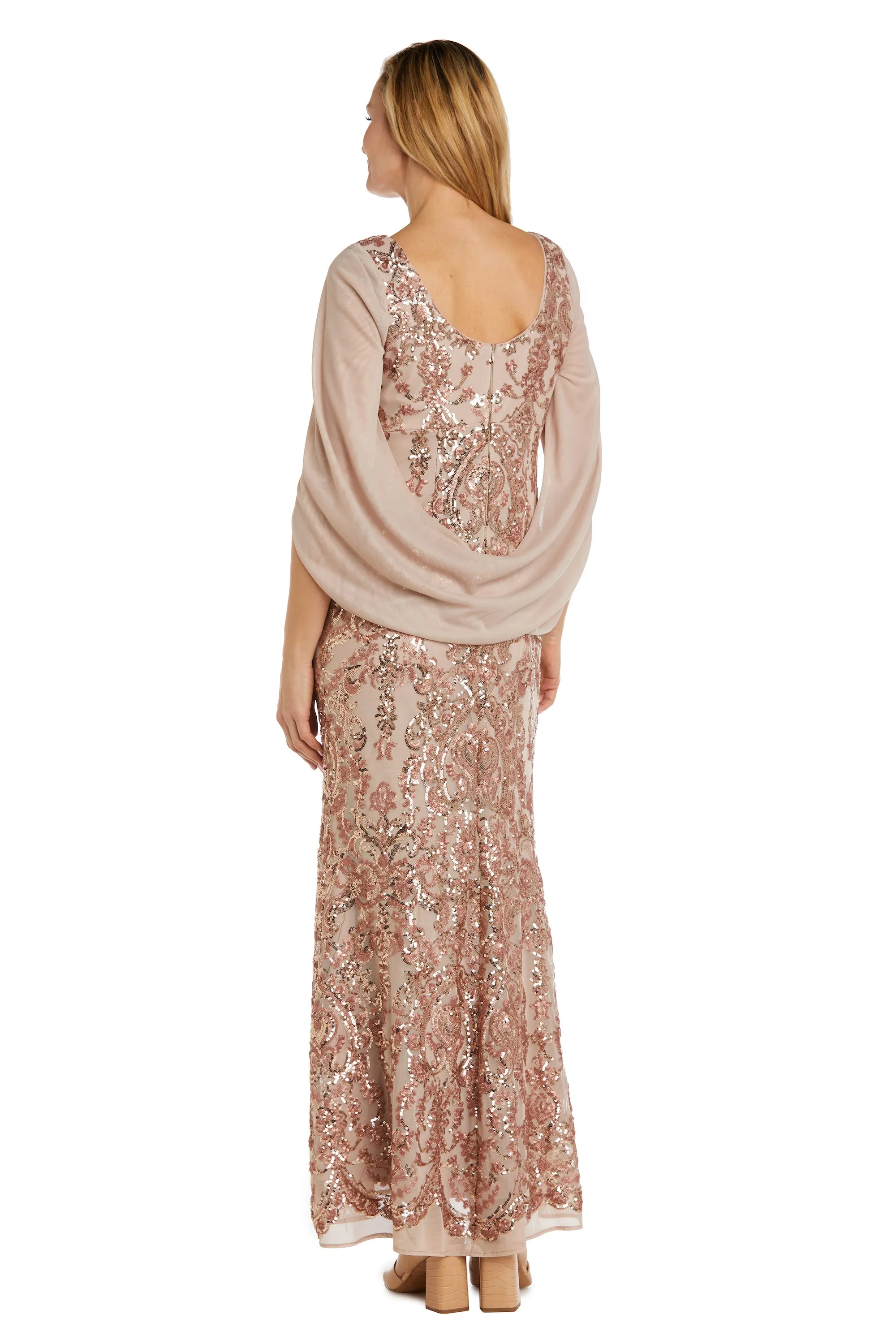 Sequin Gown with Chiffon Wrap Around Cape sold by R&M Richards product image thumbnail 2