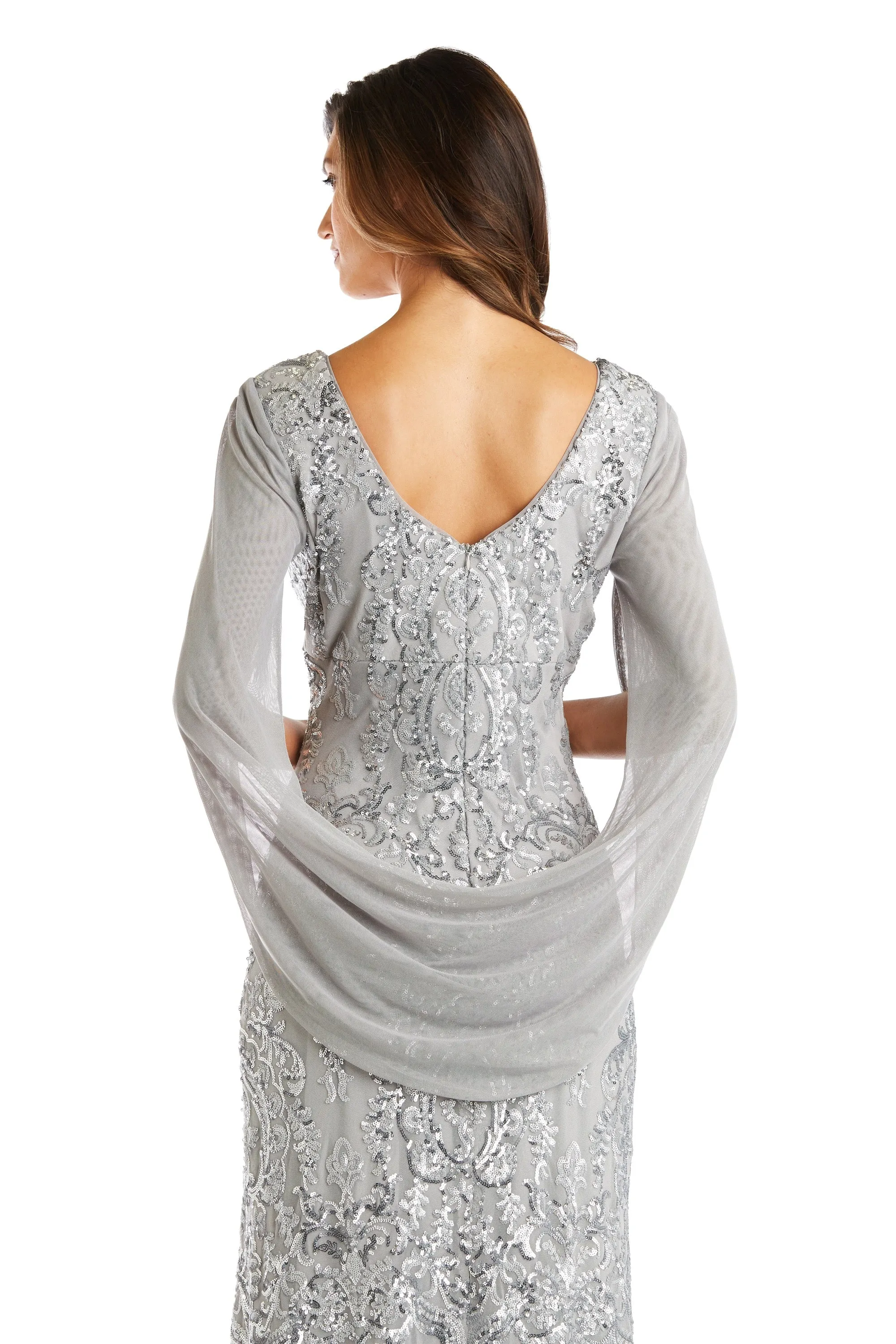 Sequin Gown with Chiffon Wrap Around Cape sold by R&M Richards product image thumbnail 5