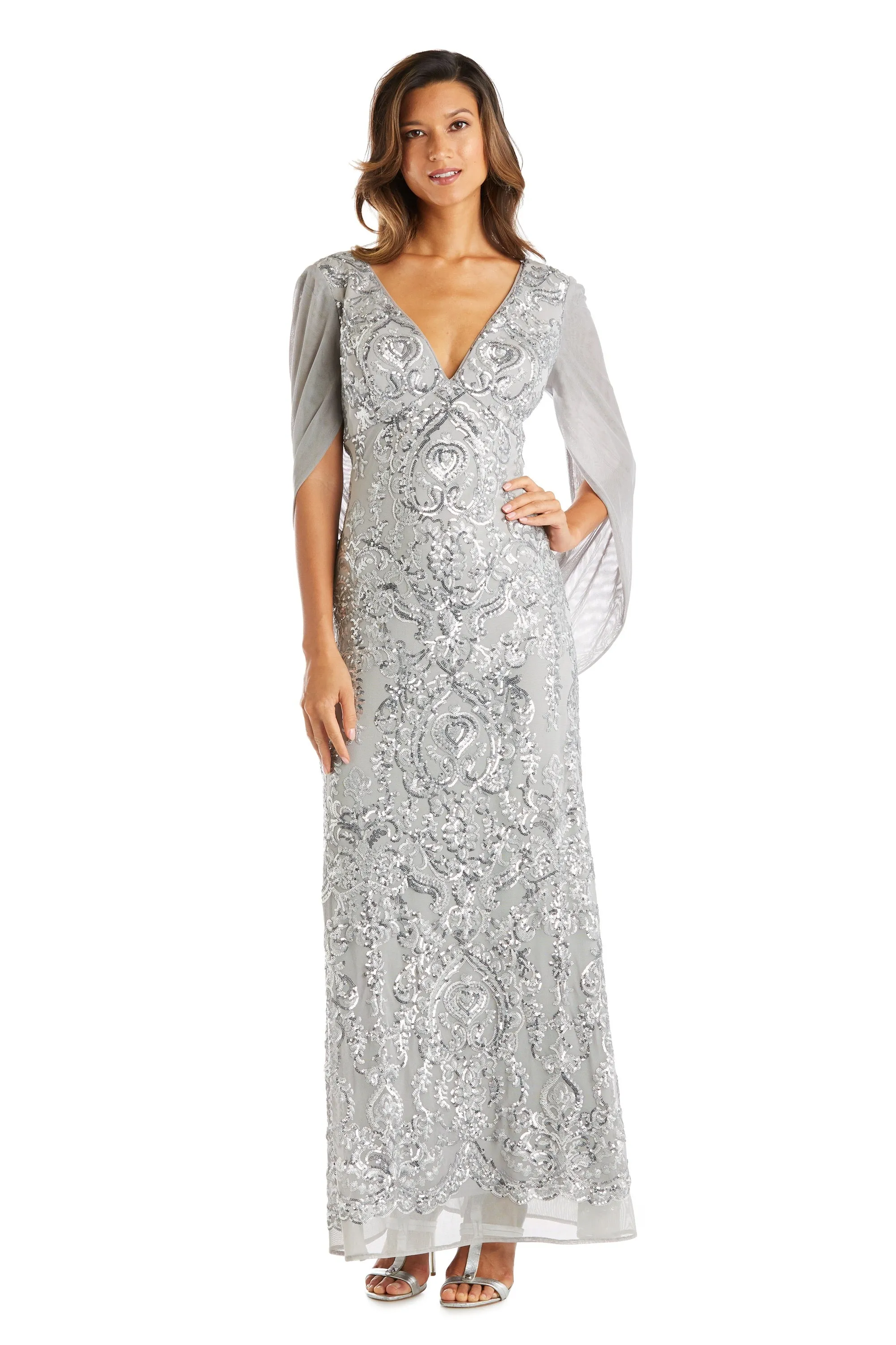 Sequin Gown with Chiffon Wrap Around Cape sold by R&M Richards product image thumbnail 4