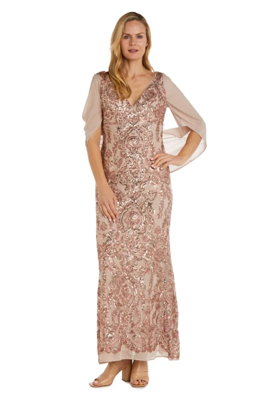 Sequin Gown with Chiffon Wrap Around Cape sold by R&M Richards