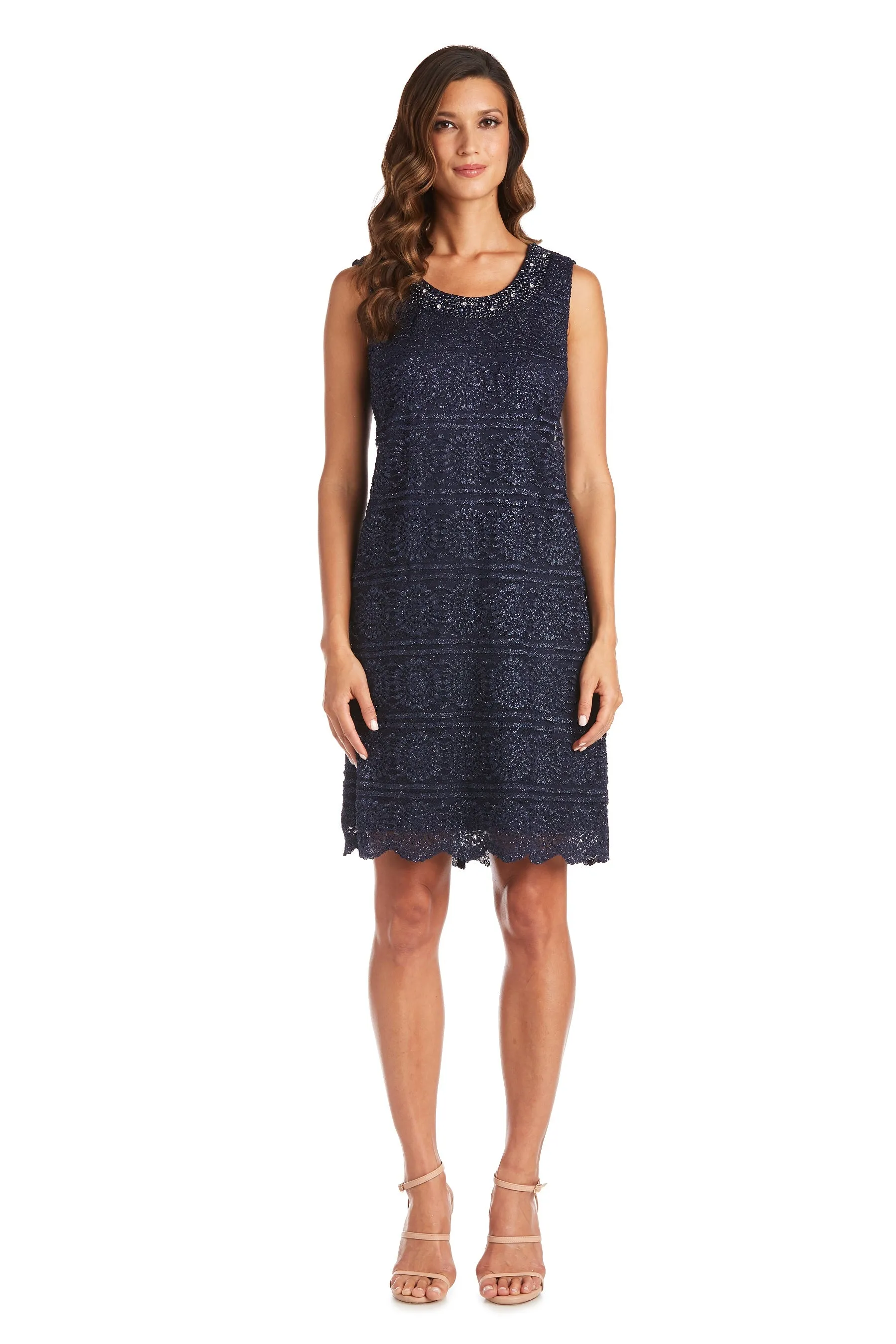 Glitter Patterned Jacket Dress with Beautiful Pearl Embellished Neckline - Petite sold by R&M Richards product image thumbnail 3