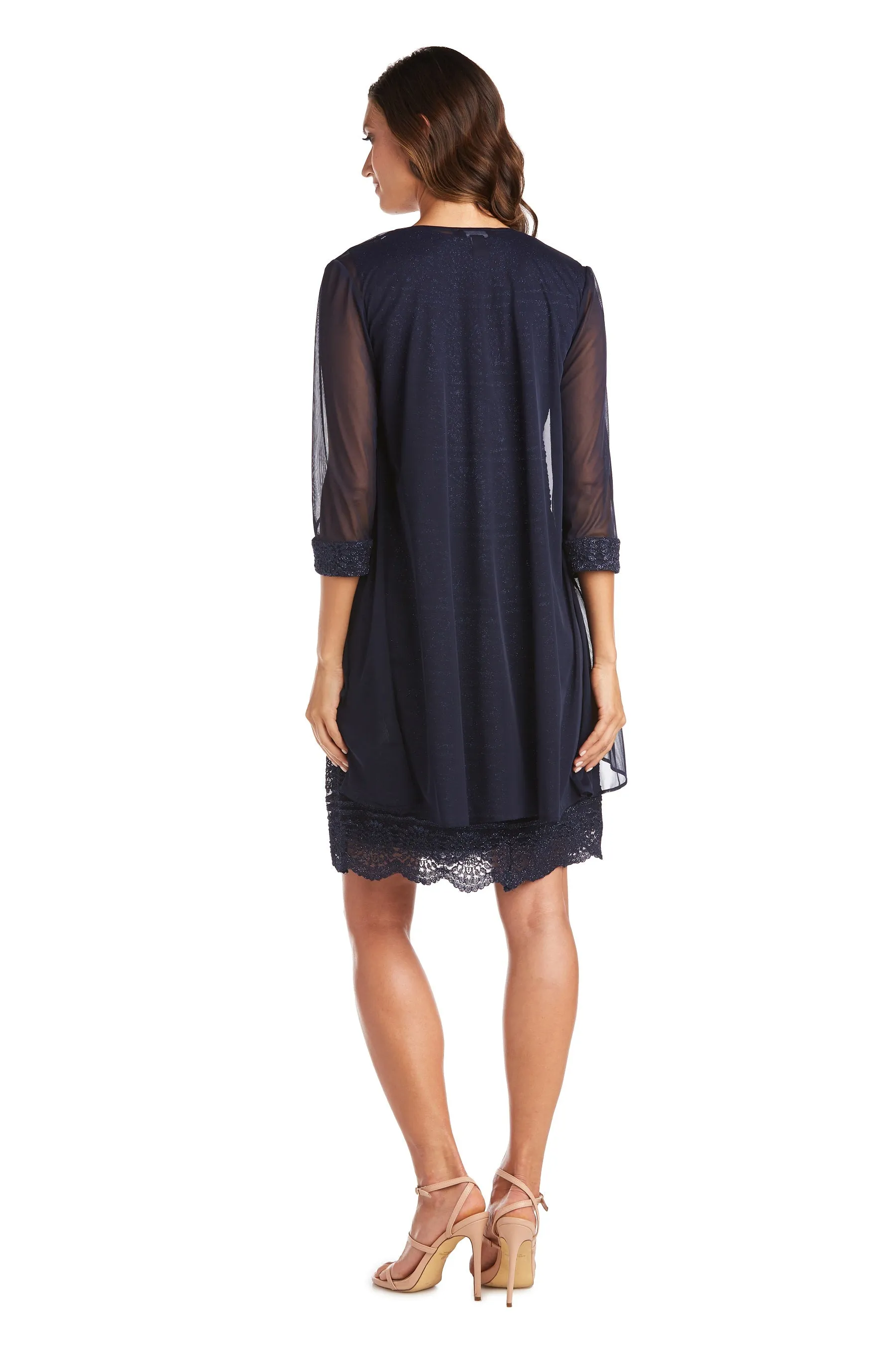 Glitter Patterned Jacket Dress with Beautiful Pearl Embellished Neckline - Petite sold by R&M Richards product image thumbnail 2