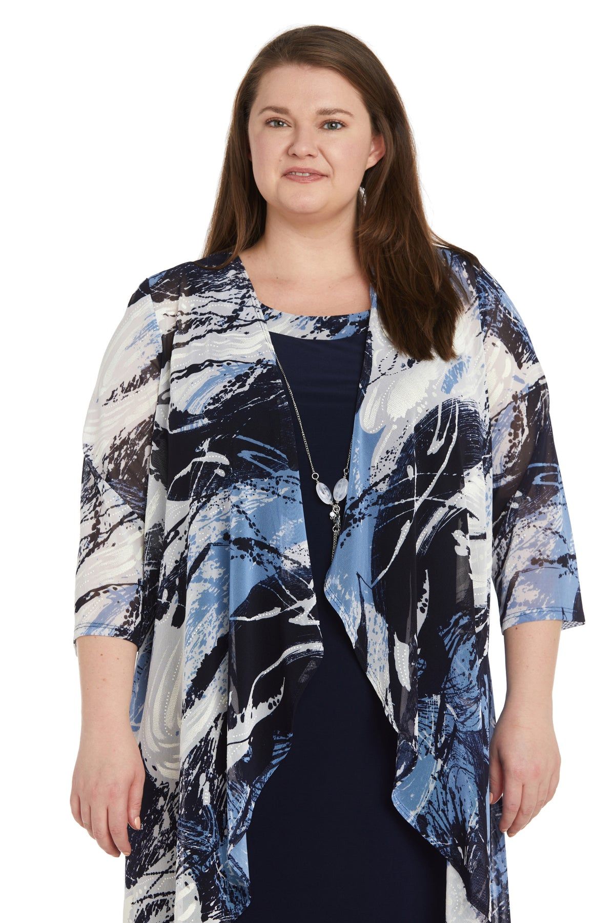 Printed Jacket Dress With Sparkling Necklace - Plus sold by R&M Richards product image thumbnail 5