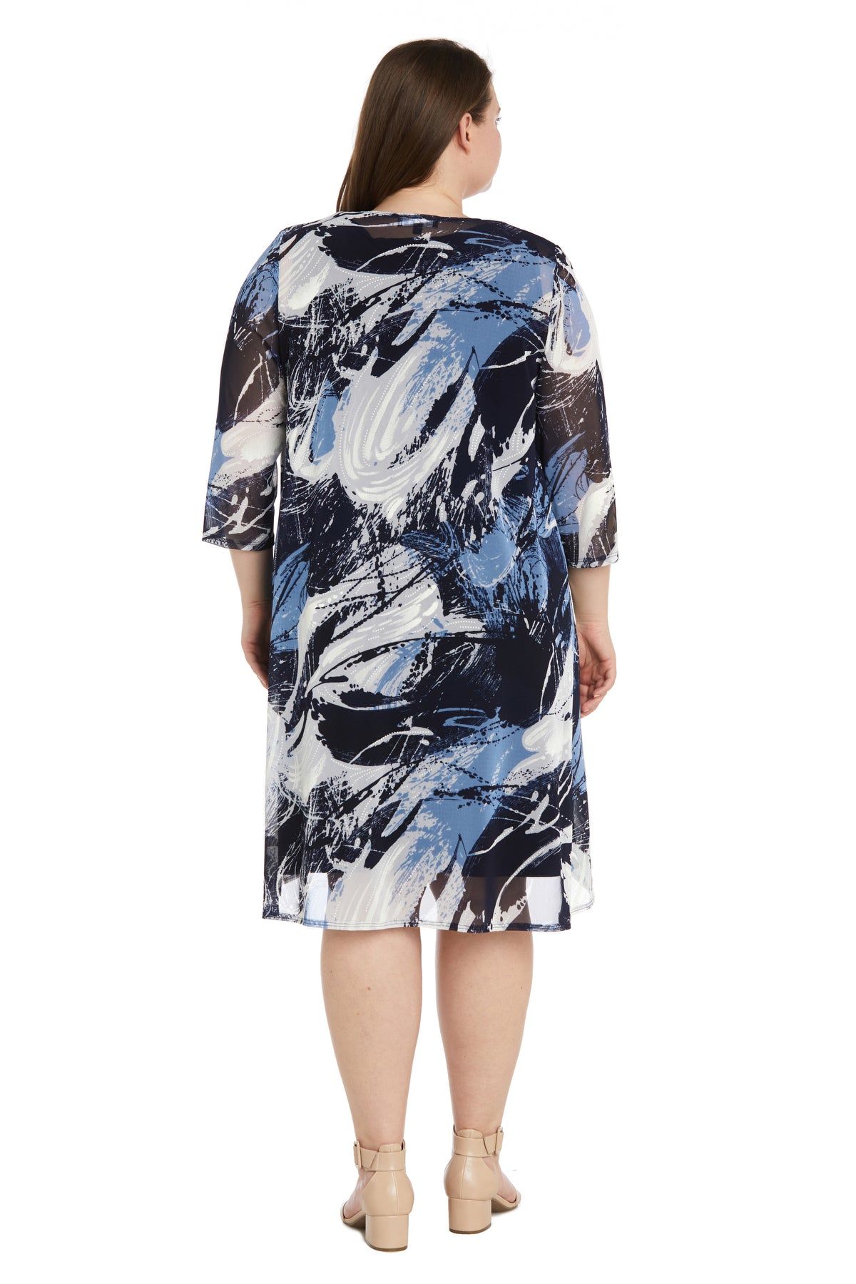 Printed Jacket Dress With Sparkling Necklace - Plus sold by R&M Richards product image thumbnail 2
