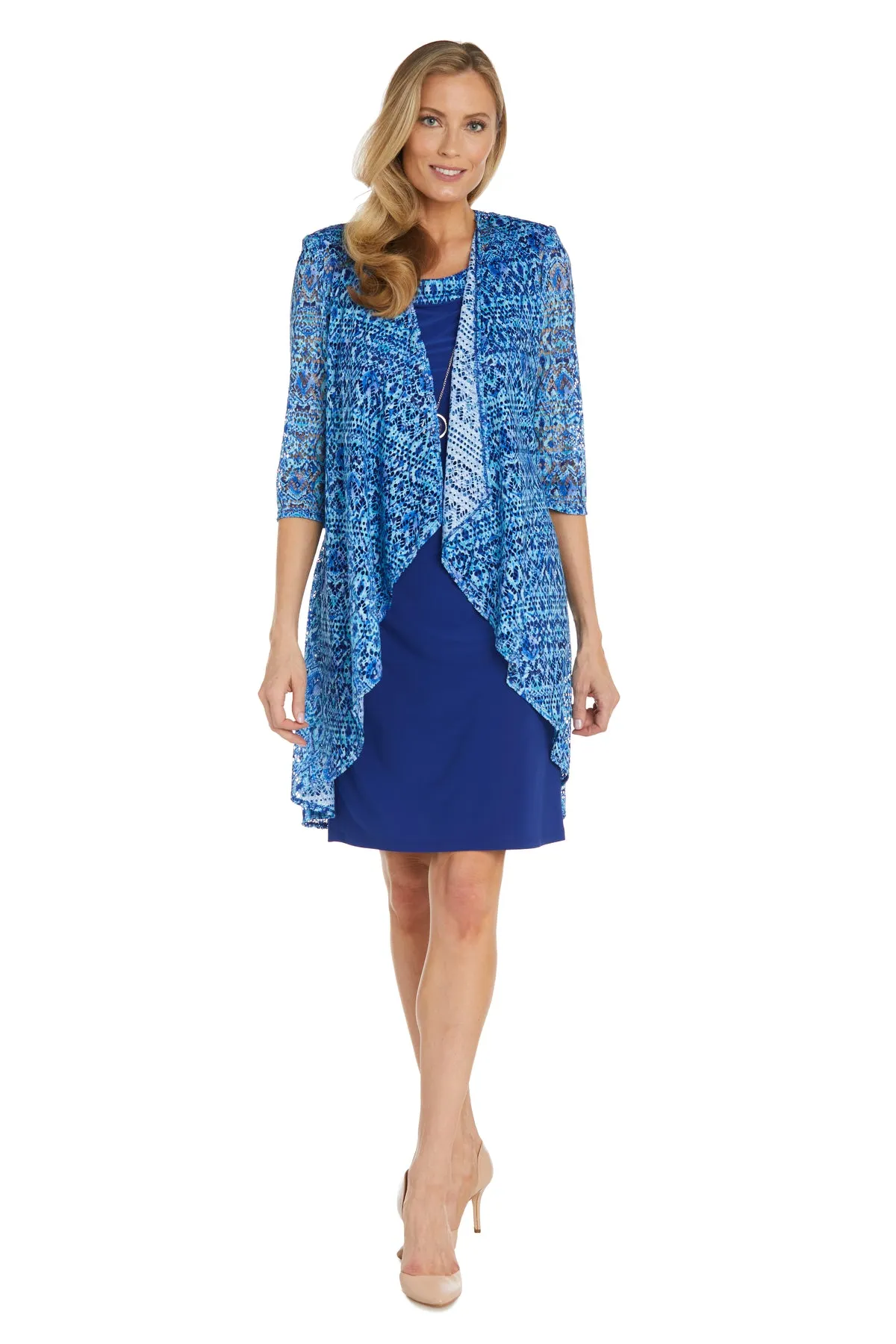 Print Cruise Crochet Daytime Jacket Dress with Detachable Necklace sold by R&M Richards