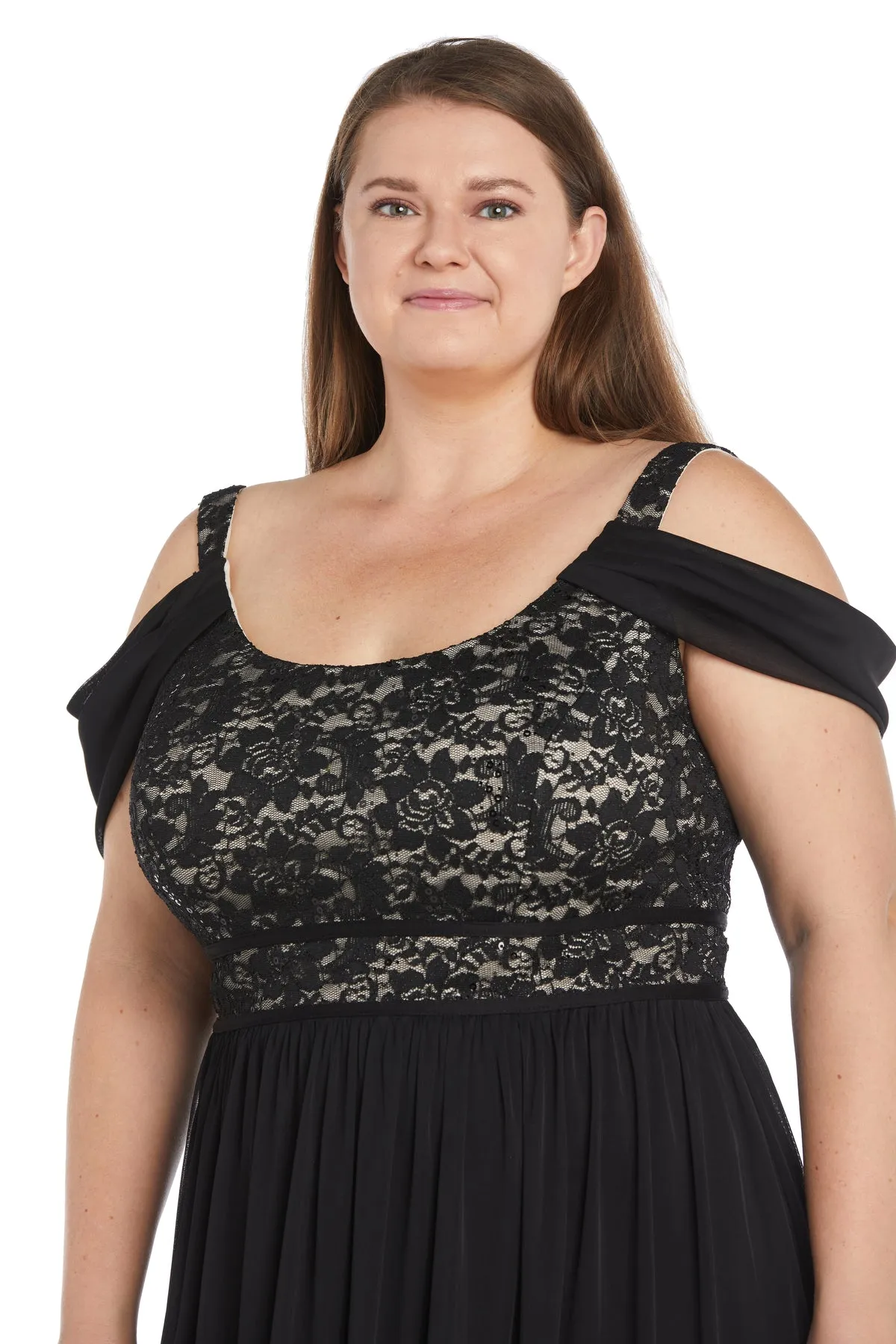 Evening Gown with Draped Cap Sleeves - Plus sold by R&M Richards product image thumbnail 3