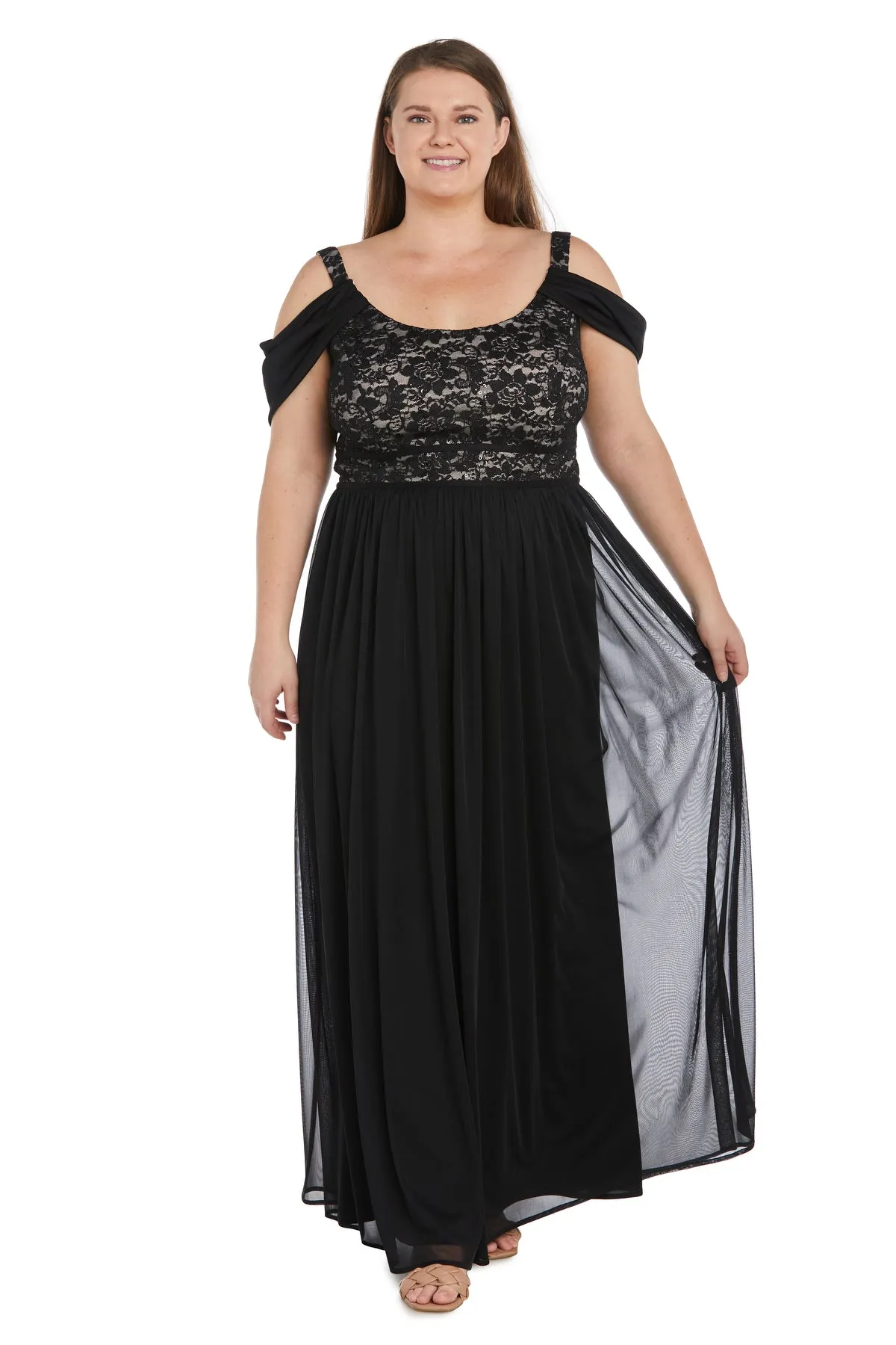 Evening Gown with Draped Cap Sleeves - Plus sold by R&M Richards