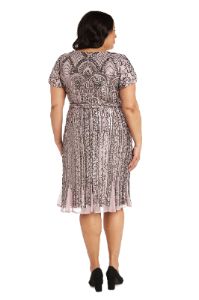 Midi Length Mesh Beaded Dress With Godet Insets - Plus sold by R&M Richards