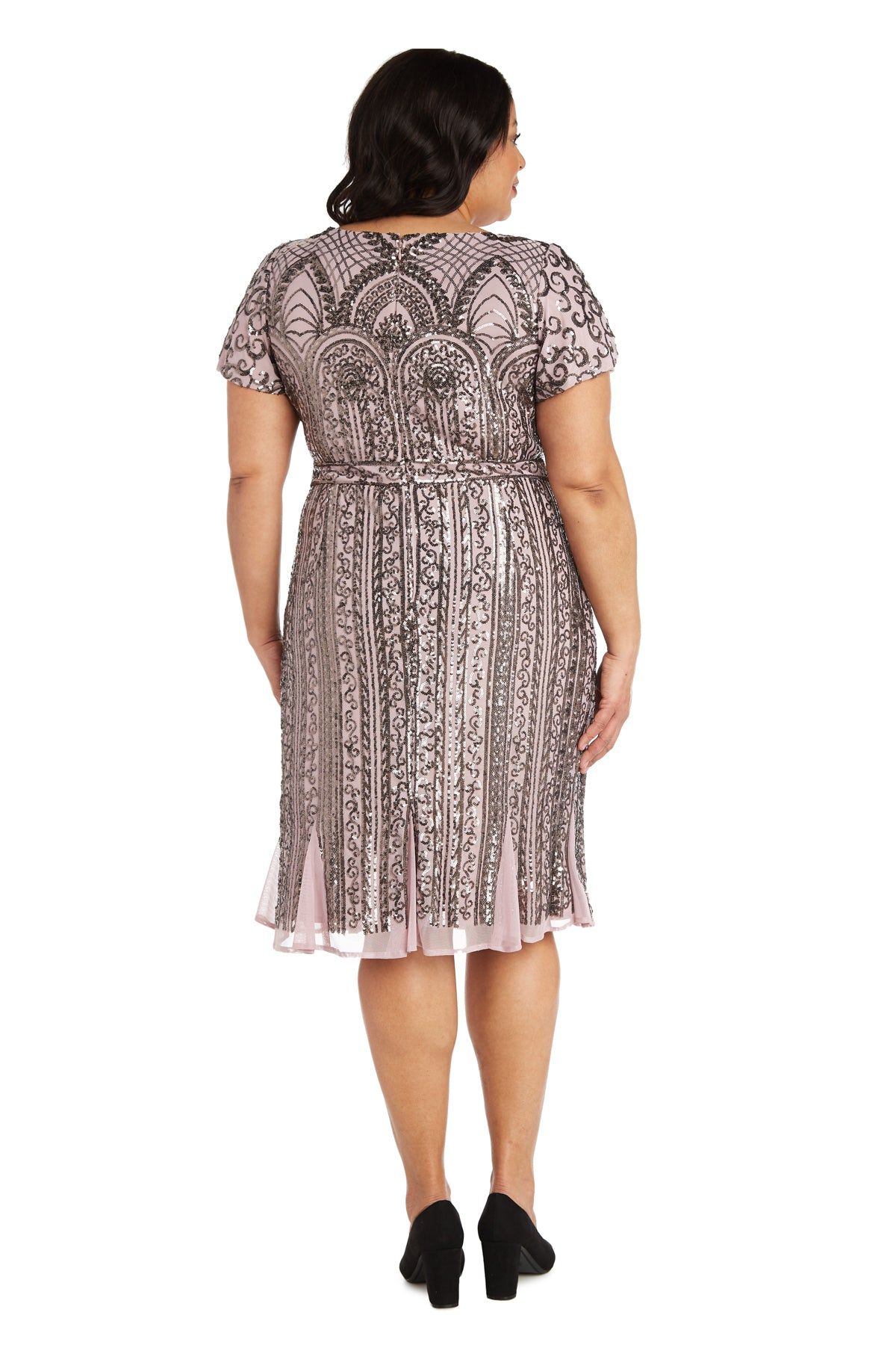 Midi Length Mesh Beaded Dress With Godet Insets - Plus sold by R&M Richards product image thumbnail 2
