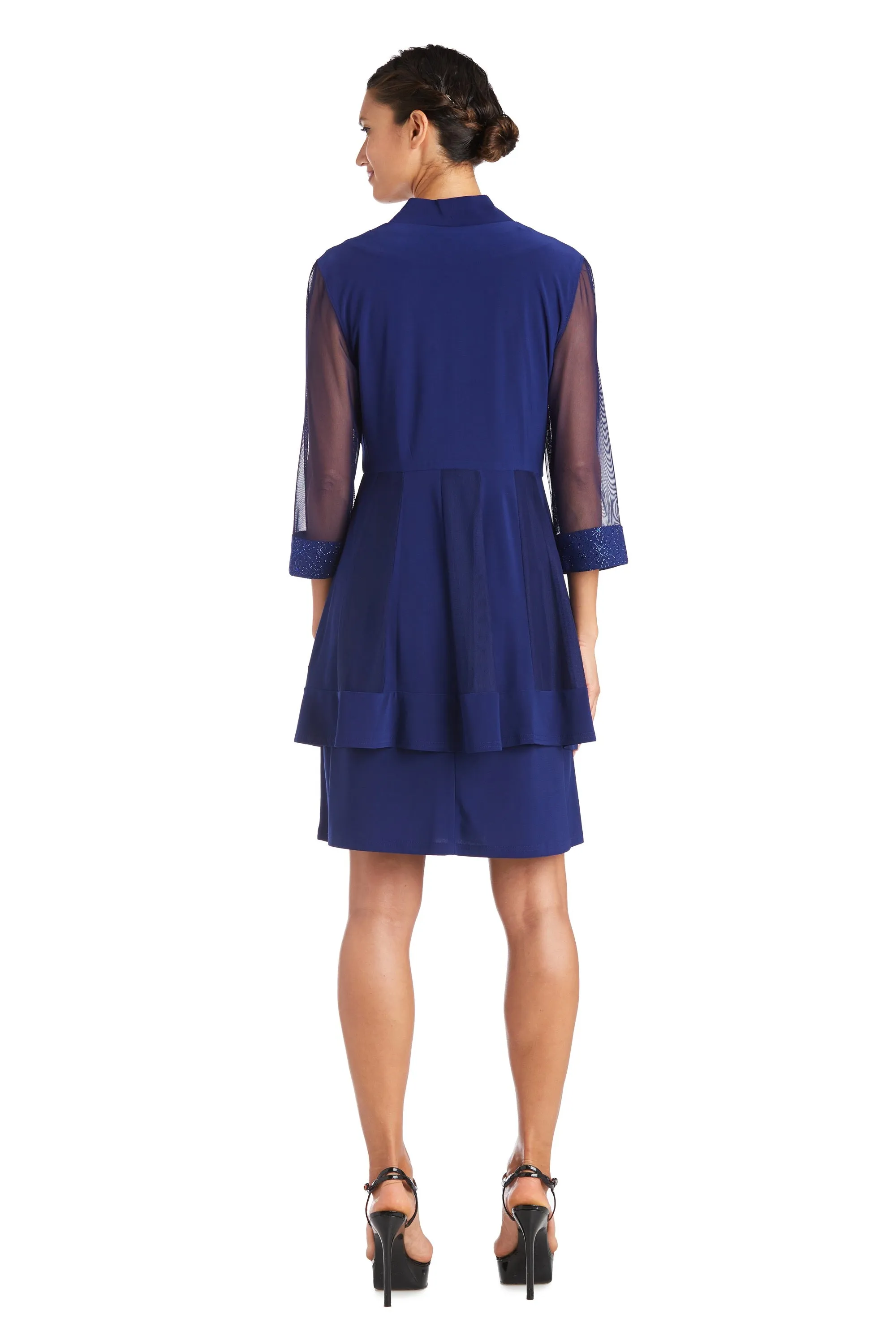 Shift Dress with Sparkling Neckline and Soft Jacket with Sheer Sleeves - Petite sold by R&M Richards product image thumbnail 2
