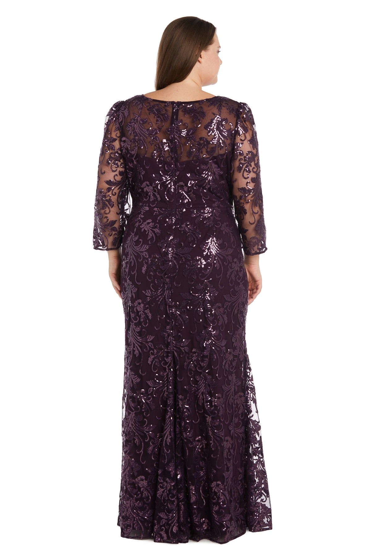 Sequined Evening Gown With Illusion Design - Plus sold by R&M Richards product image thumbnail 2