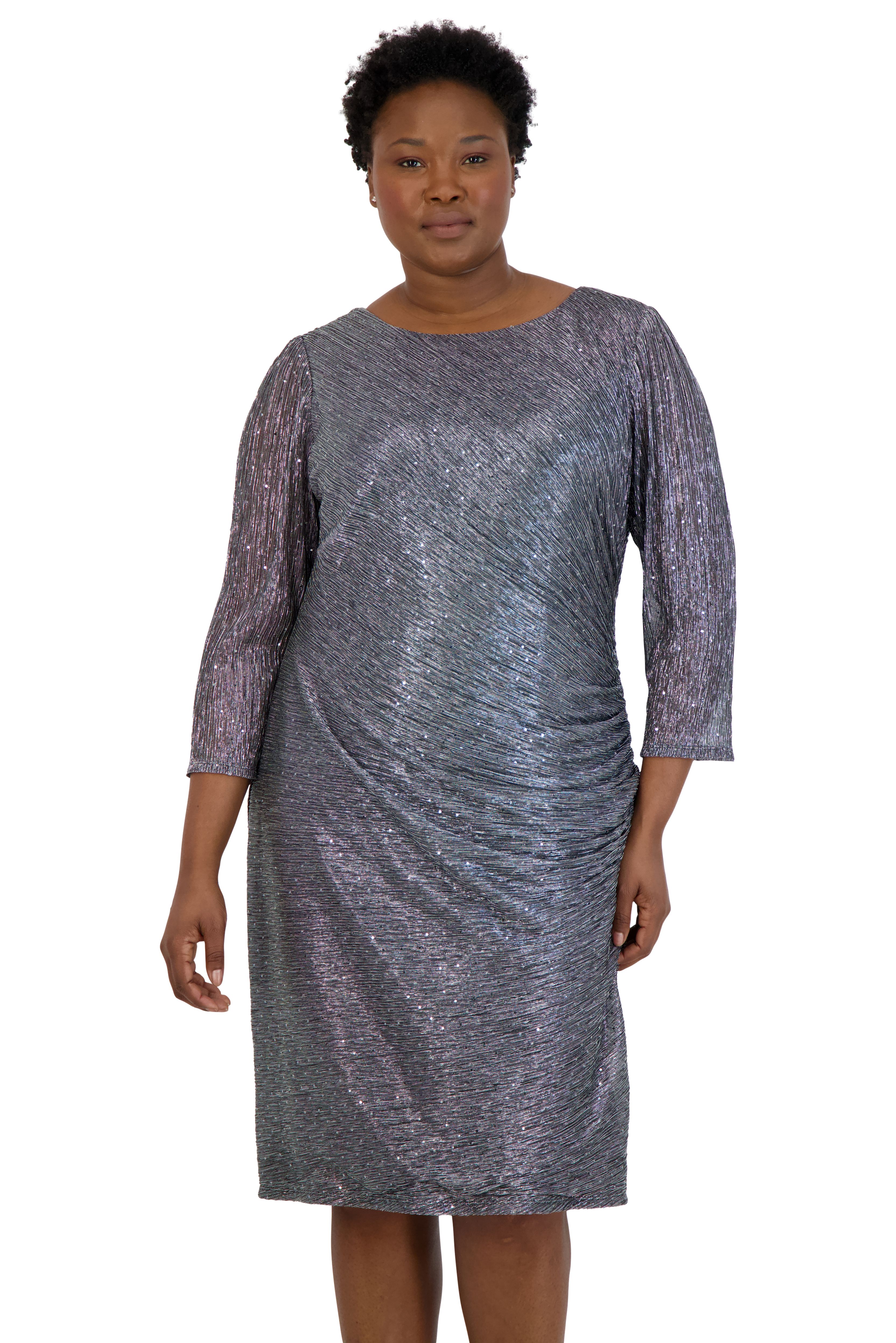 Festival Cocktail Dress with Side Ruche - Plus sold by R&M Richards product image thumbnail 3