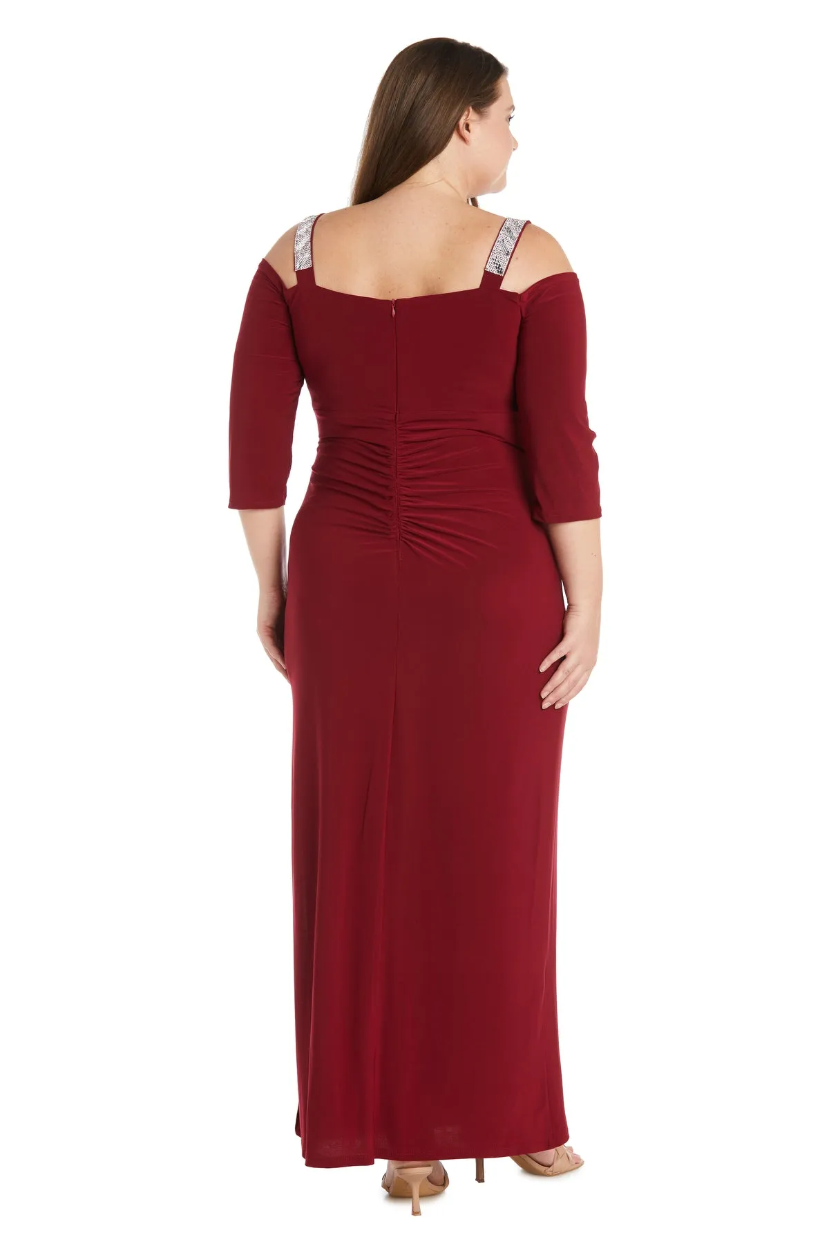 Cold Shoulder Gown with Rhinestone Detail Straps - Plus sold by R&M Richards product image thumbnail 2