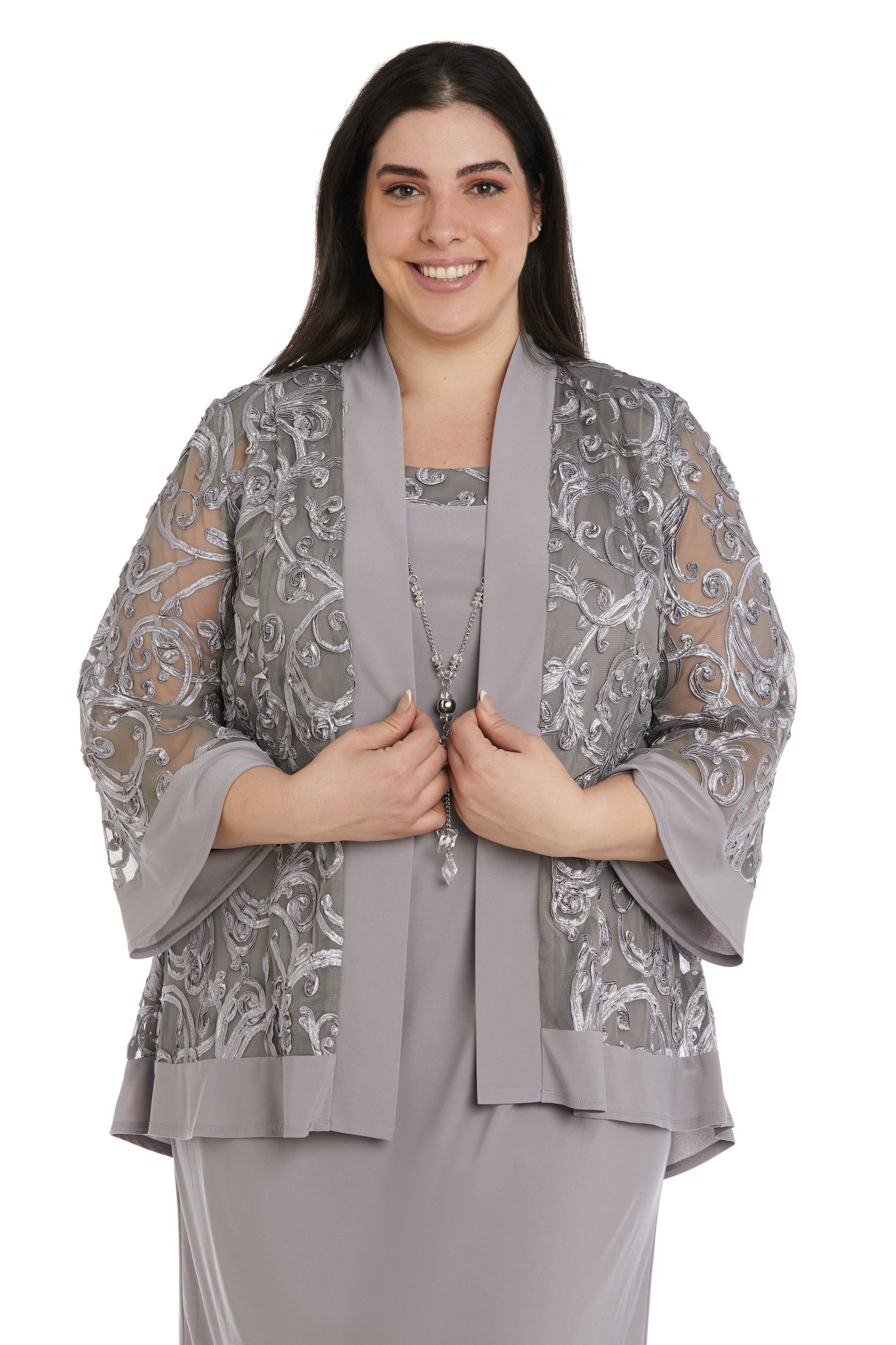 Soutache Dress and Jacket Set with Built In Necklace - Plus sold by R&M Richards product image thumbnail 5