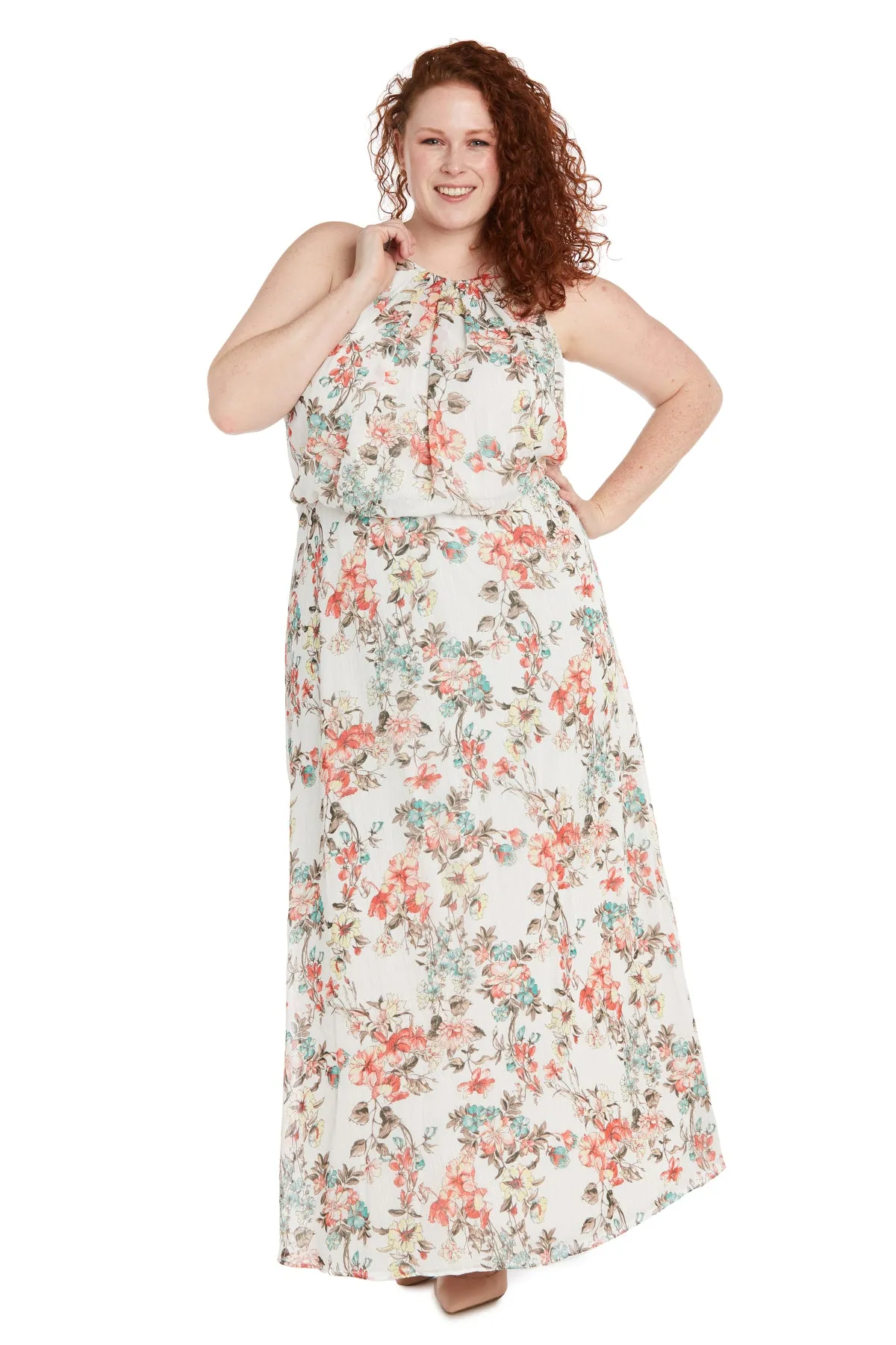 High Neck Flowy Floral Dress - Plus sold by R&M Richards