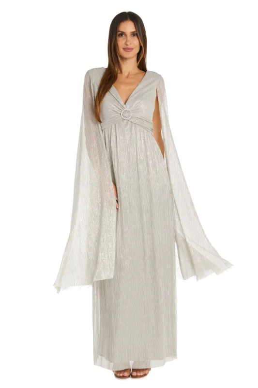 Evening Gown with Rhinestone Trim and Long Cape Sleeves sold by R&M Richards