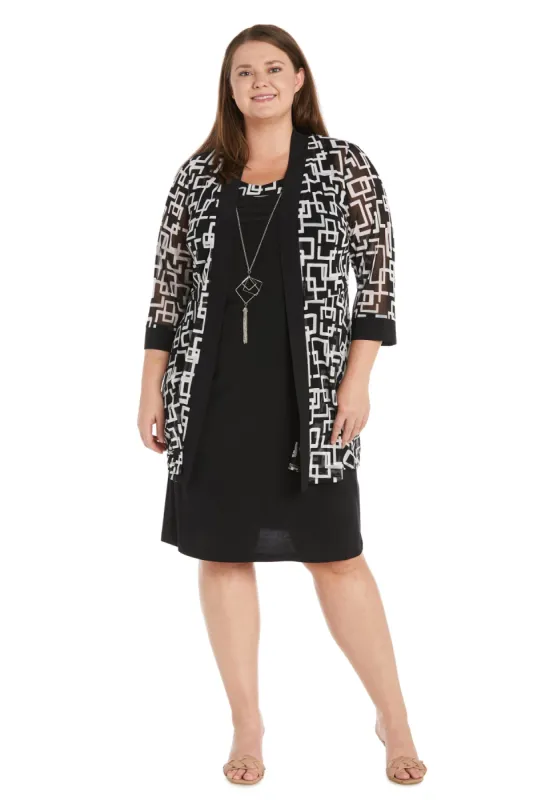 Geometric Pattern Puff Print Jacket Dress - Plus sold by R&M Richards
