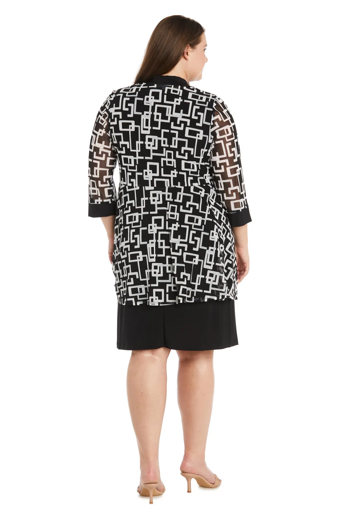 Geometric Pattern Puff Print Jacket Dress - Plus sold by R&M Richards product image thumbnail 2