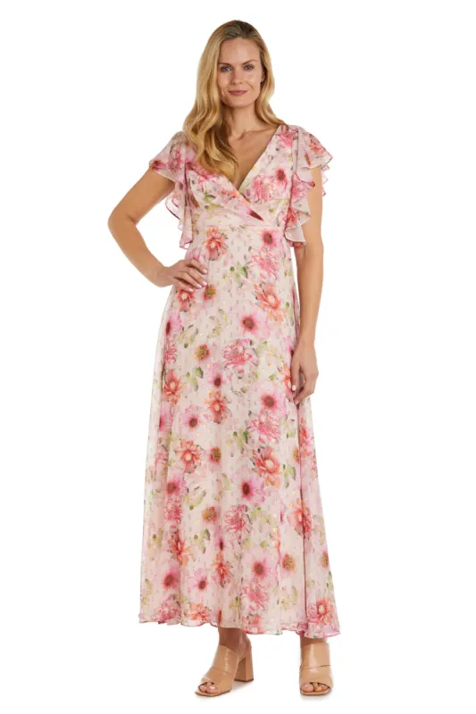 Long Floral Printed Evening Gown - Petite sold by R&M Richards