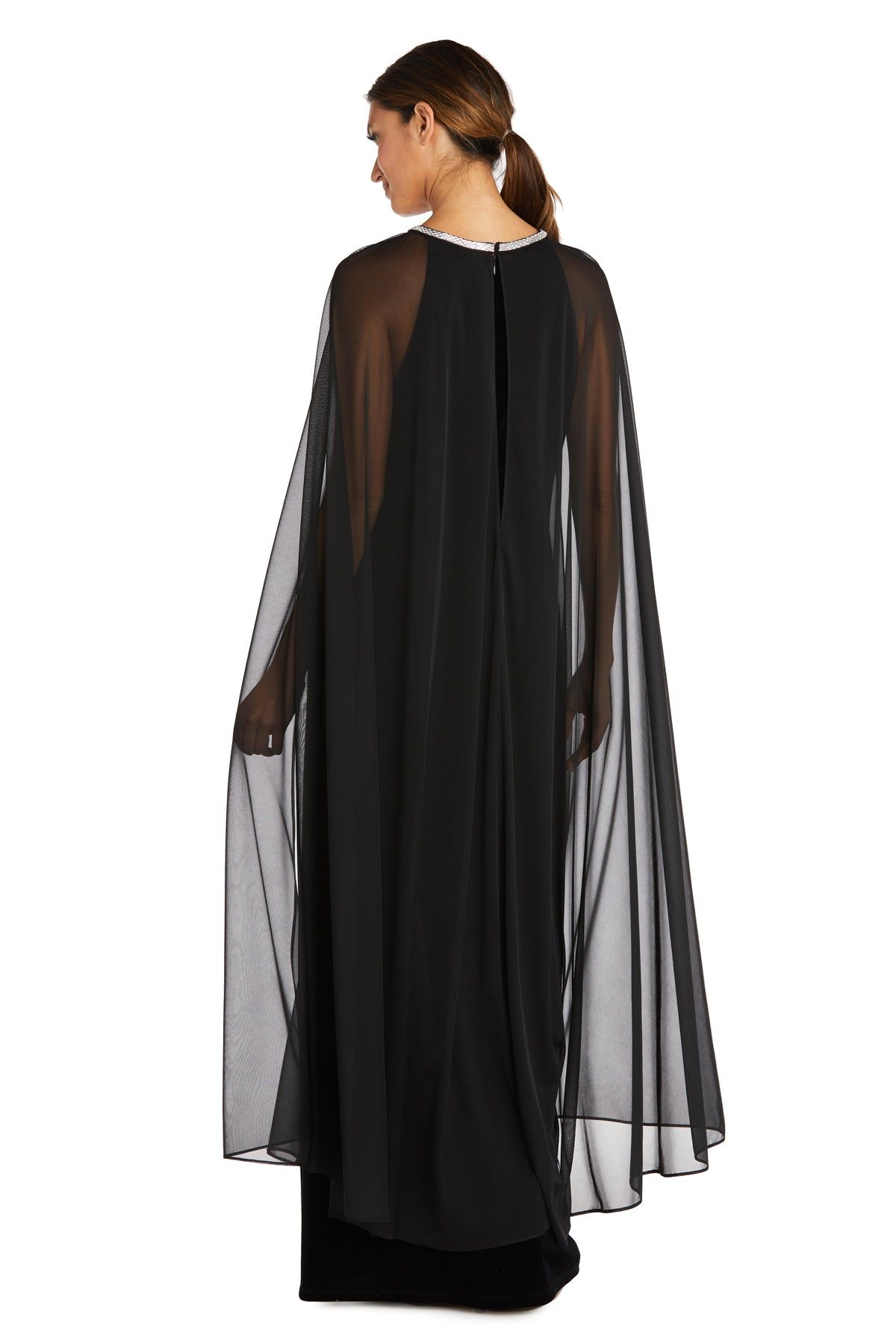 Long Velvet Dress With Rhinestone Neck and Chiffon Cape - Petite sold by R&M Richards product image thumbnail 2