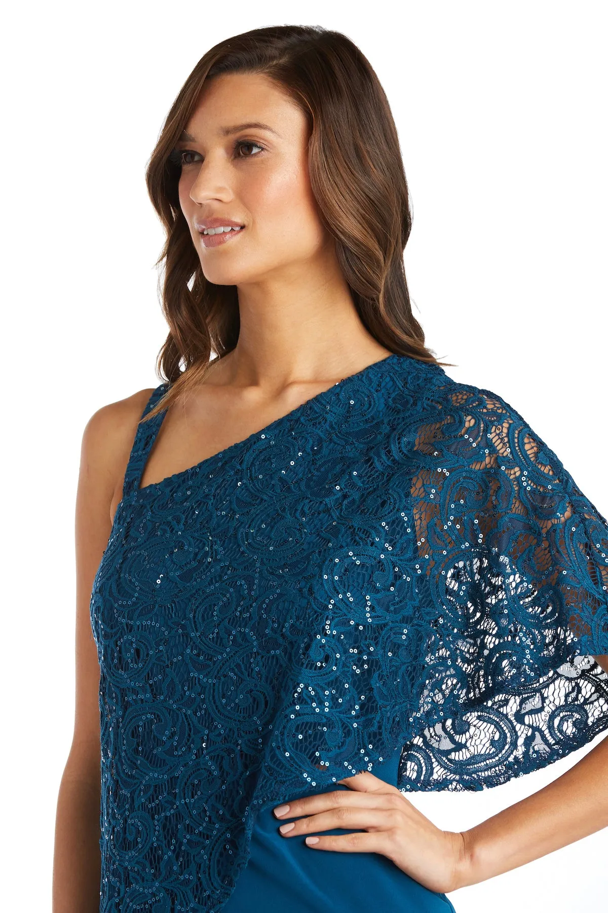 Asymmetric Evening Jumpsuit with Lace and Sequins sold by R&M Richards product image thumbnail 3