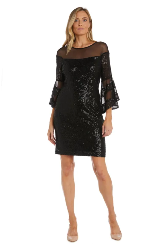 Short Sequin Dress with Bell Sleeves - Petite sold by R&M Richards