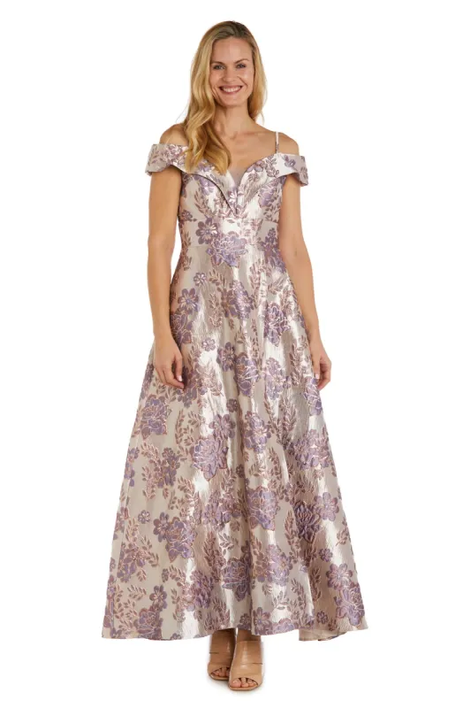 Off The Shoulder Brocade Gown sold by R&M Richards