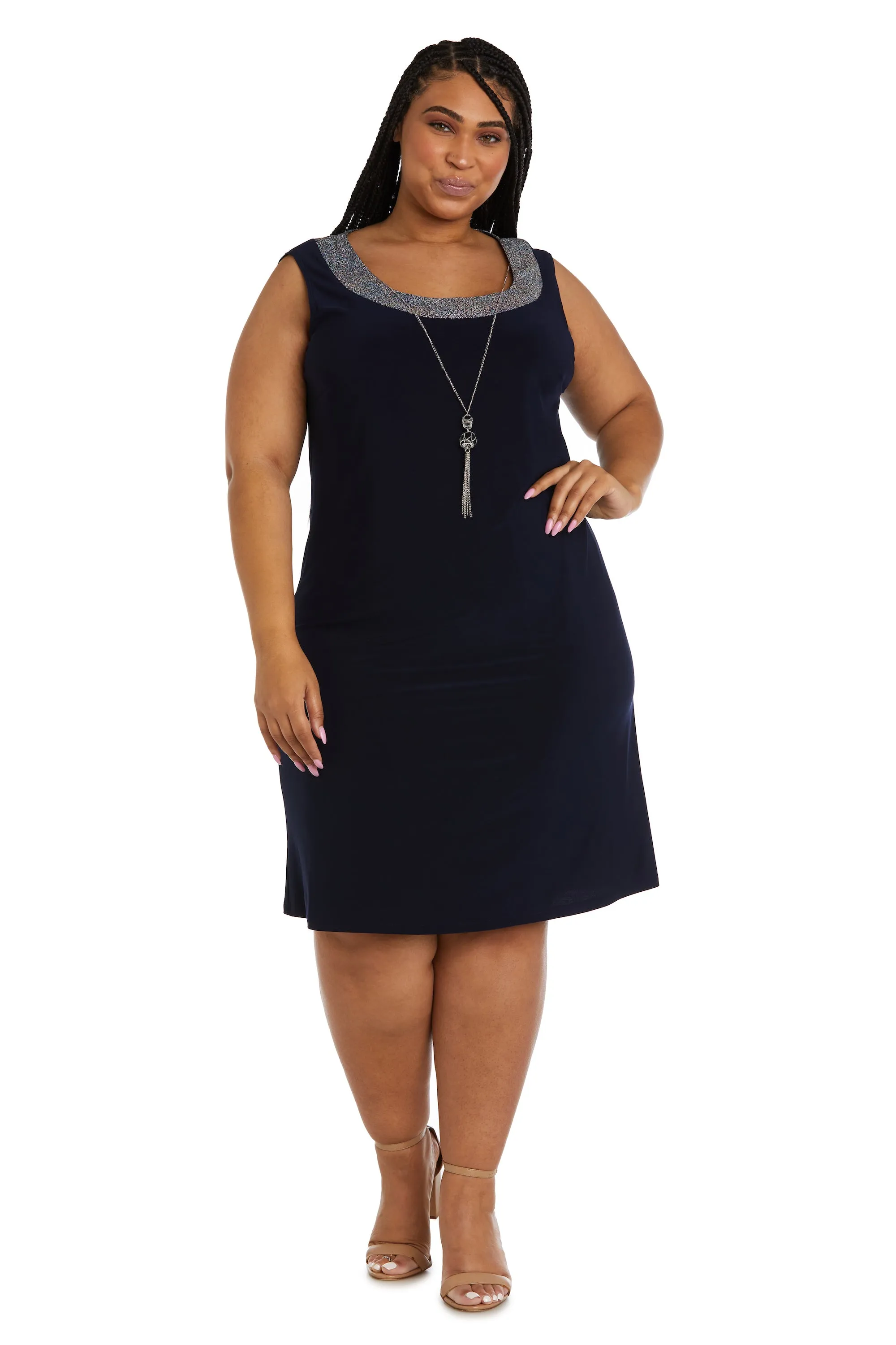 Two Piece Foil Knit Detail Jacket Dress - Plus sold by R&M Richards product image thumbnail 3