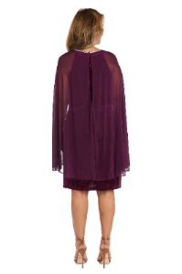 Short Dress With Rhinestone Neck and Chiffon Cape sold by R&M Richards
