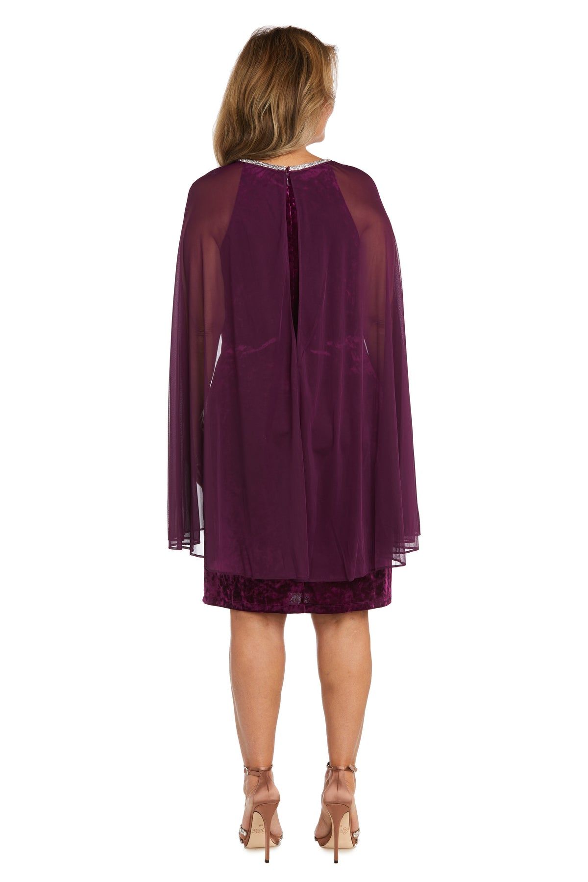 Short Dress With Rhinestone Neck and Chiffon Cape sold by R&M Richards product image thumbnail 5