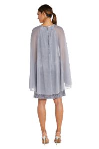 Short Dress With Rhinestone Neck and Chiffon Cape sold by R&M Richards