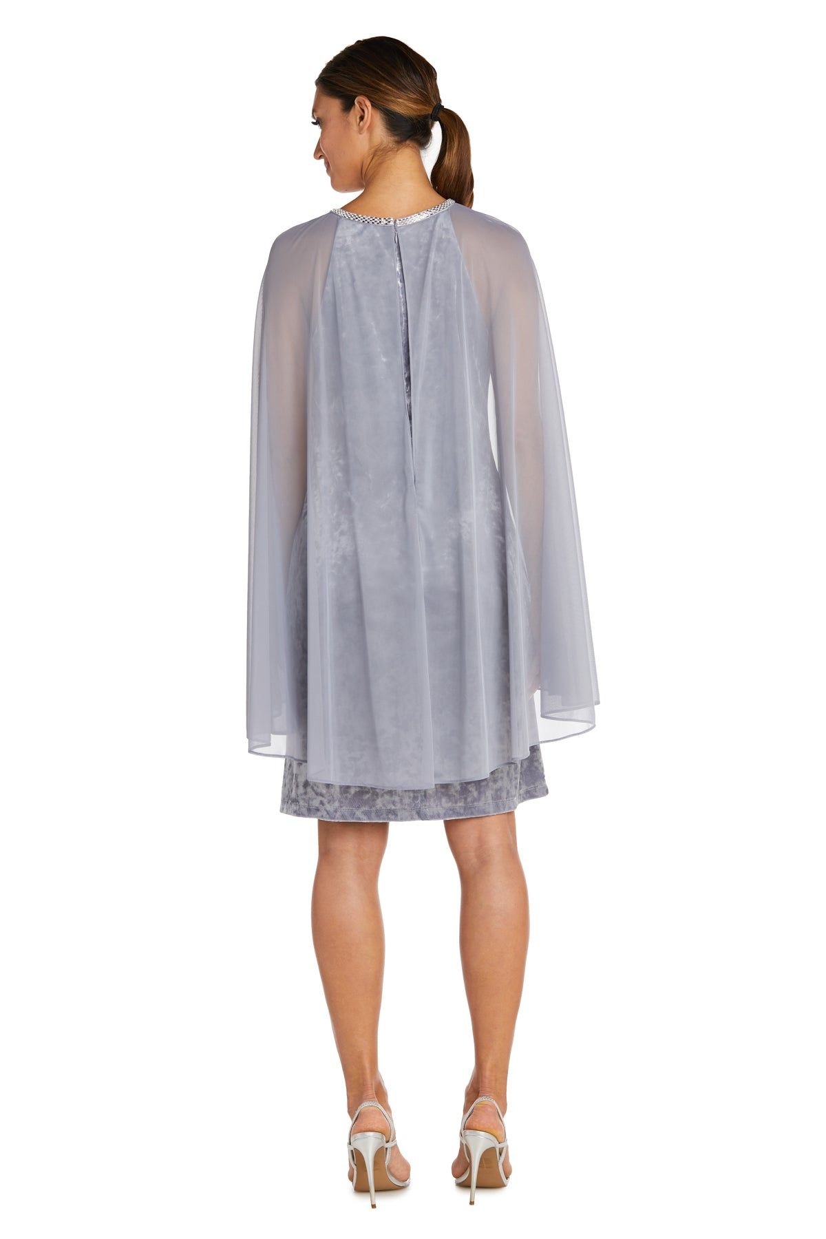 Short Dress With Rhinestone Neck and Chiffon Cape sold by R&M Richards product image thumbnail 3