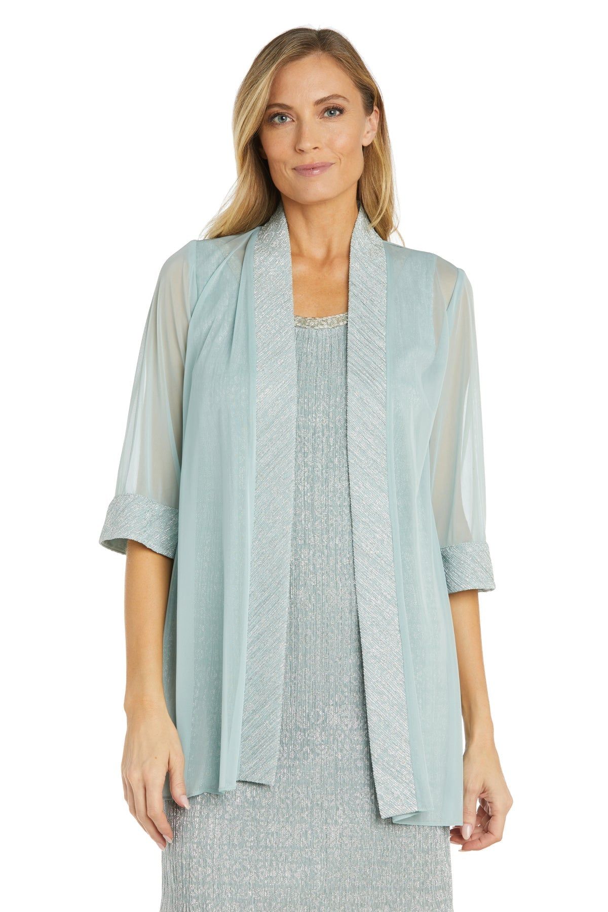 Pleated Jacket Dress With Metallic Sparkle Trim sold by R&M Richards product image thumbnail 5