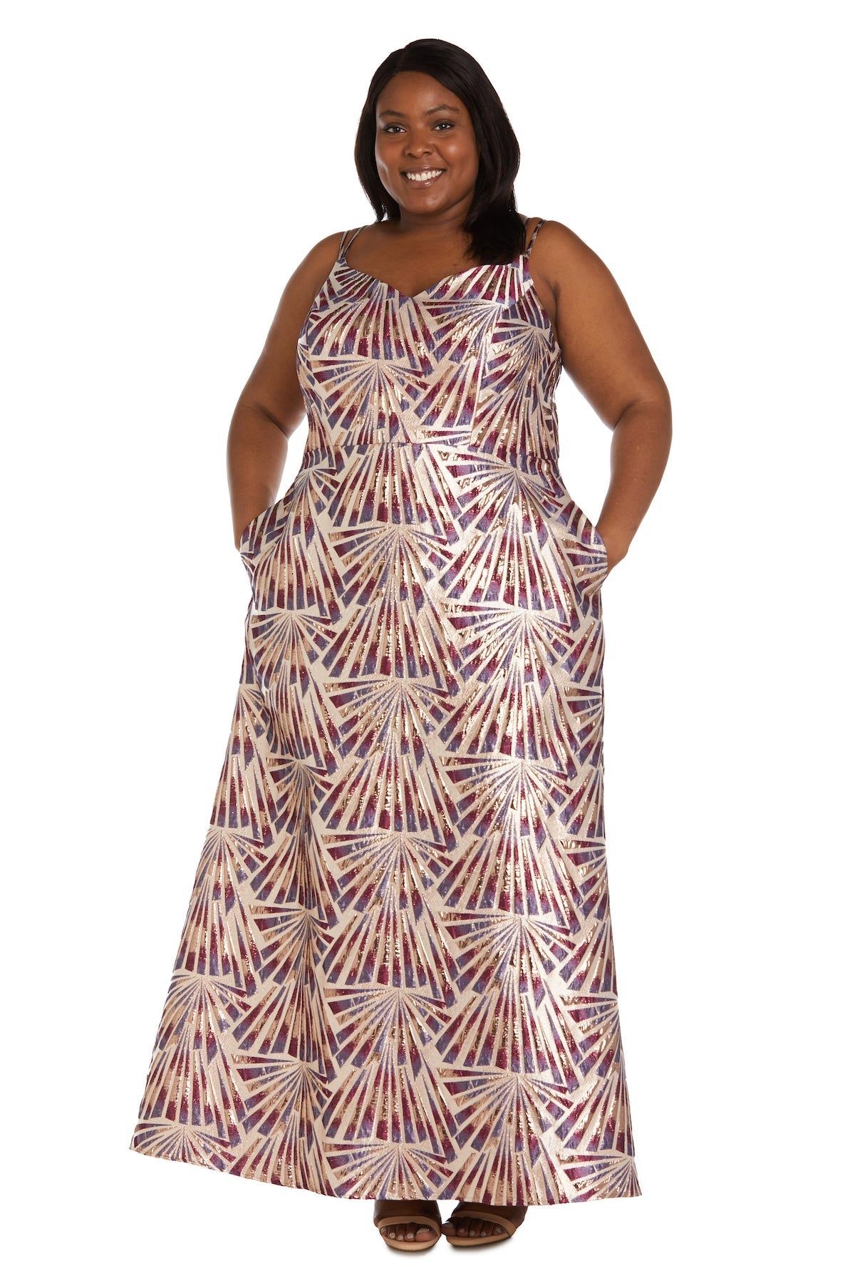 Nightway Metallic Full Skirt Gown - Plus sold by R&M Richards