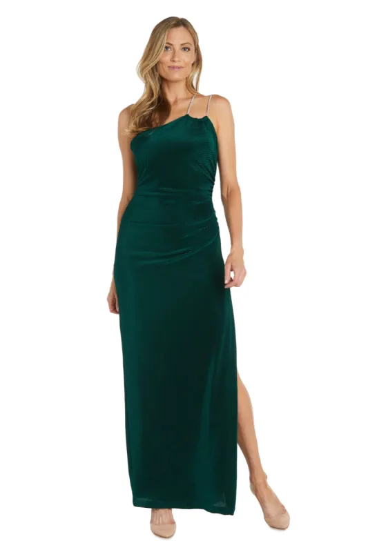 Evening Gown With Double Rhinestone Strap and High Slit sold by R&M Richards