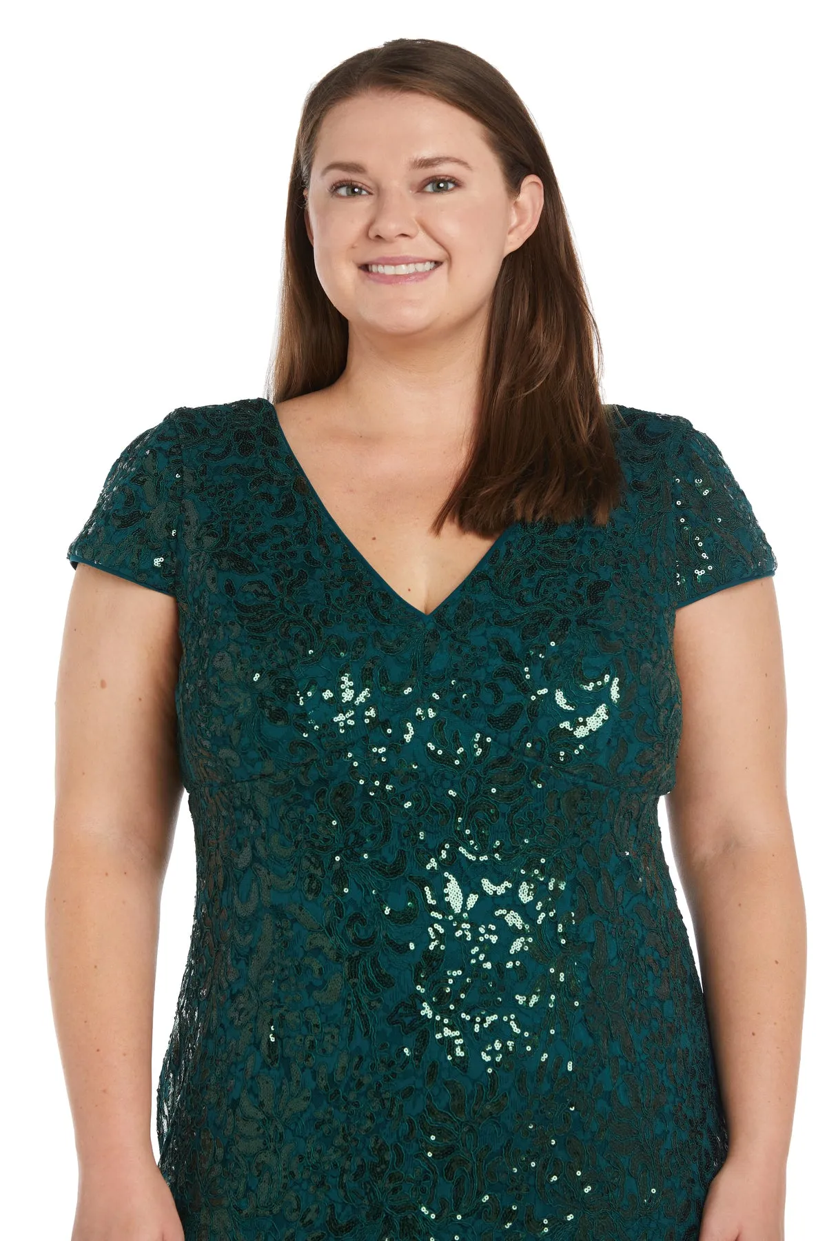 Sparkling Sequin Lace Evening Gown - Plus sold by R&M Richards product image thumbnail 3
