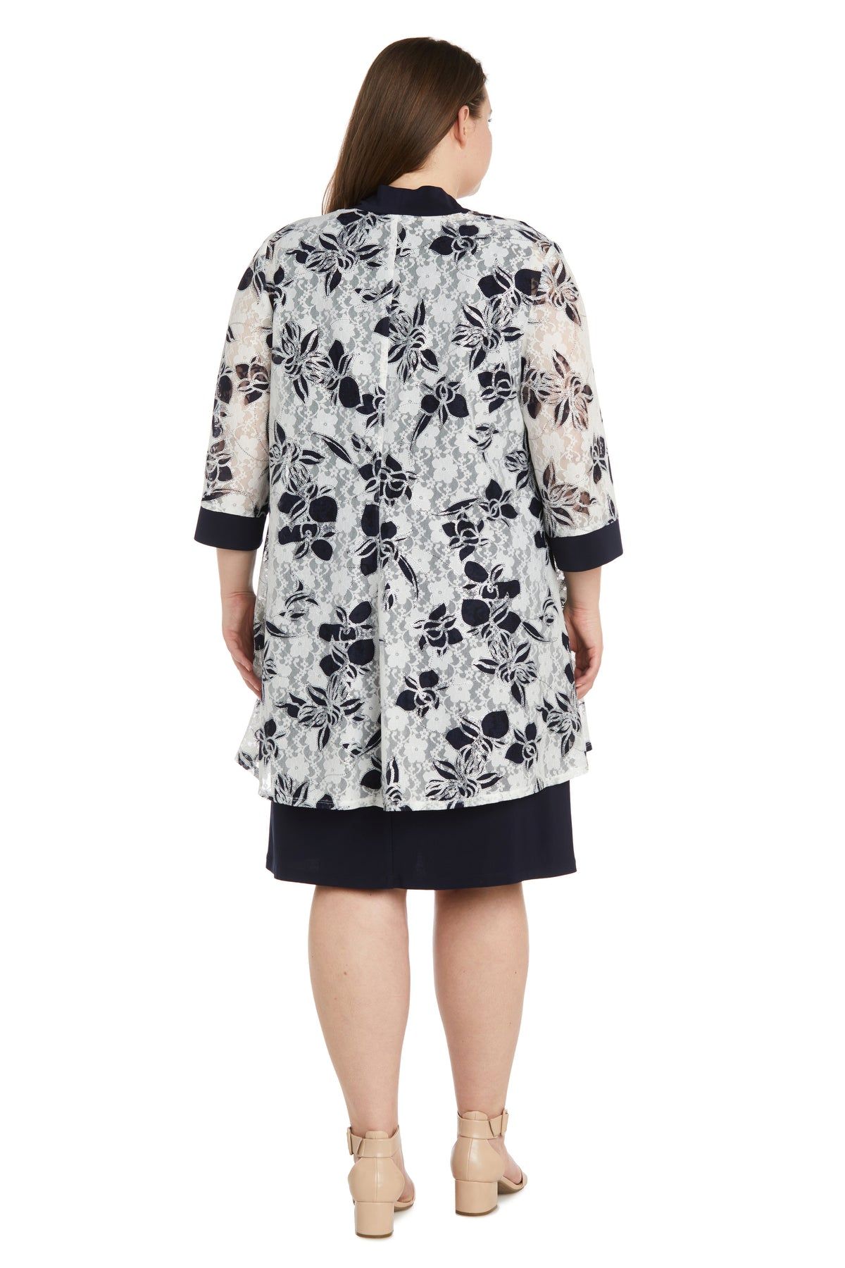 Laced Jacket Dress With Feather Contrast Print - Plus sold by R&M Richards product image thumbnail 2