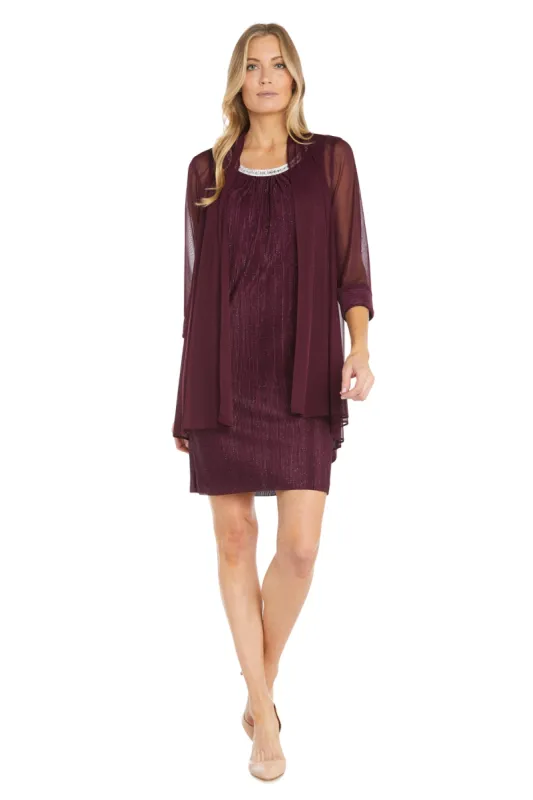 Pleated Glitter Jacket Dress with Rhinestone Neckline sold by R&M Richards