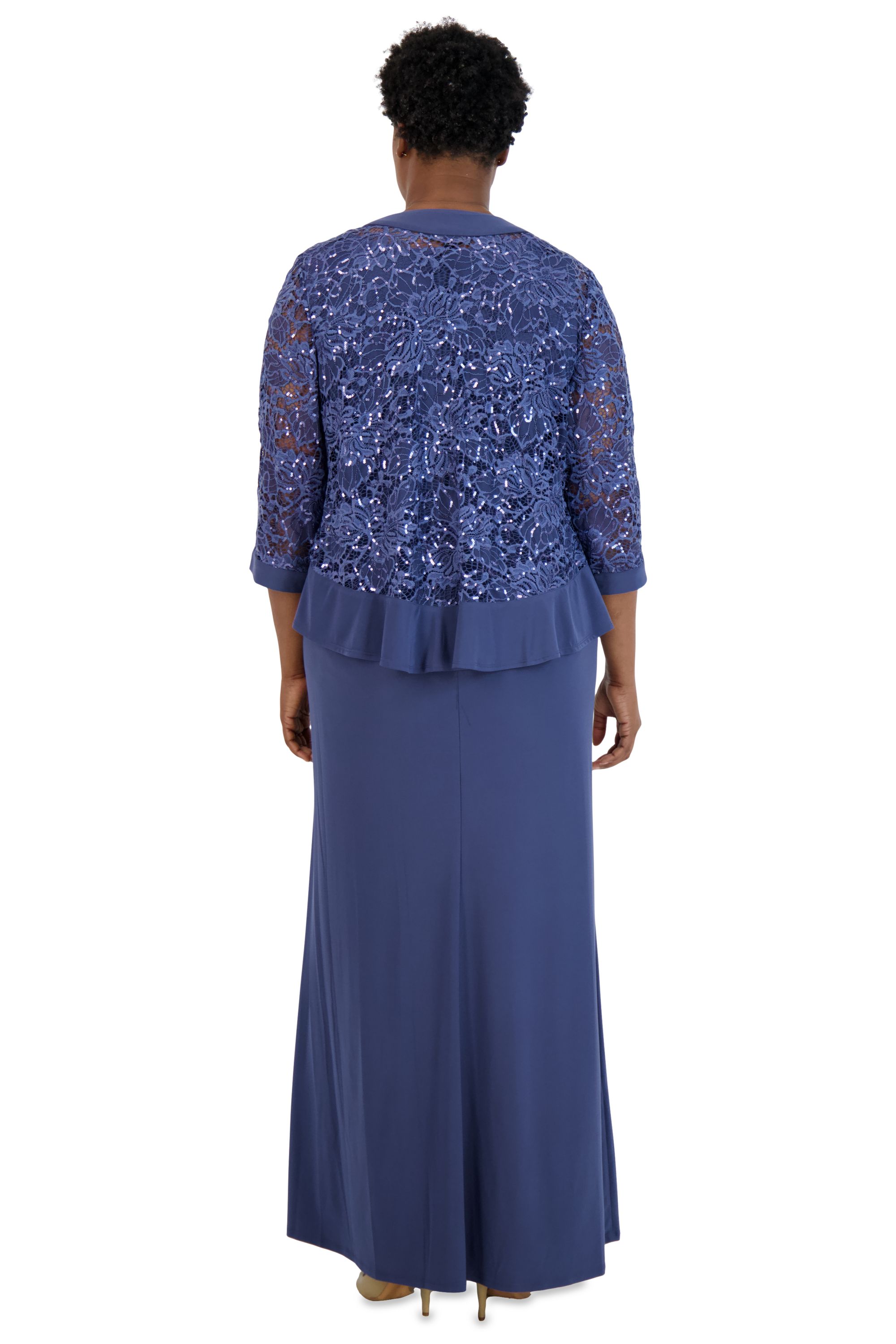 Two Piece Ruffle Front Lace Jacket Dress - Plus sold by R&M Richards product image thumbnail 2